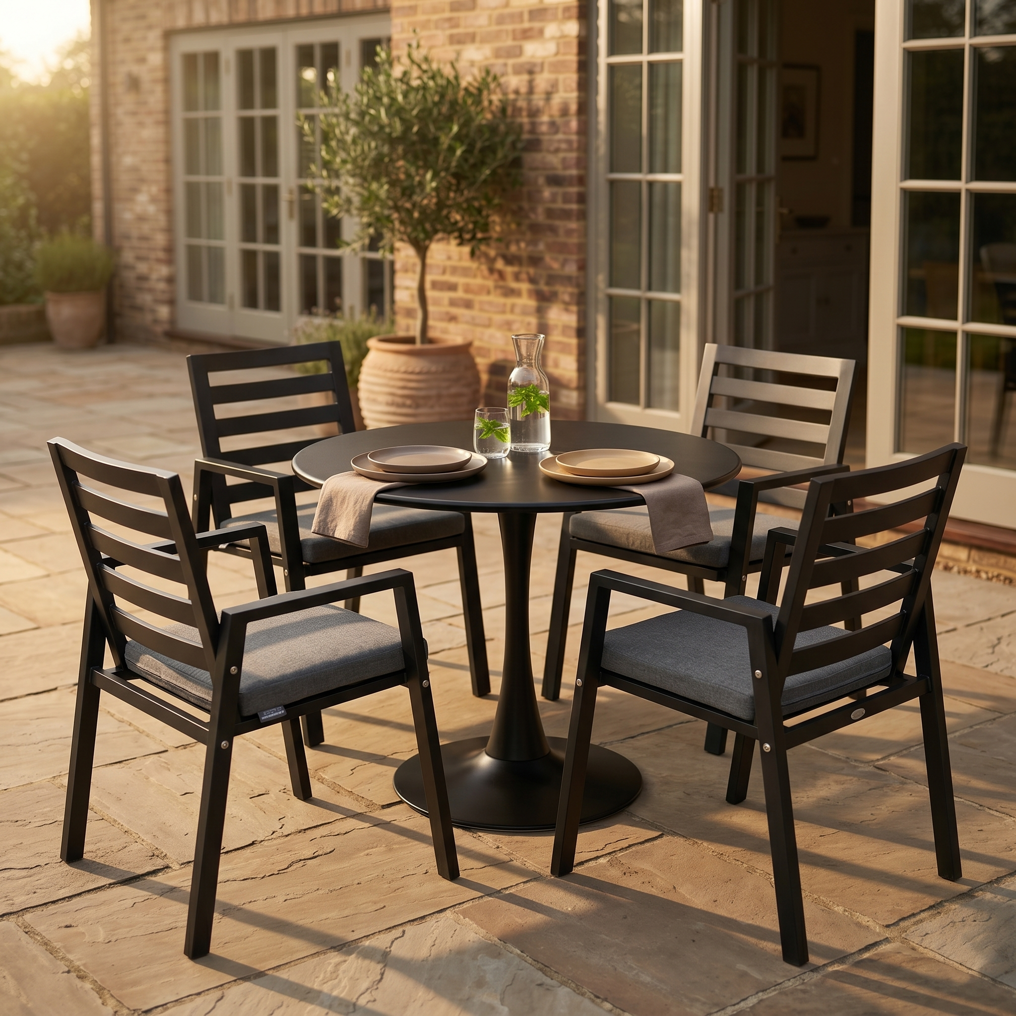 Bello Outdoor Round Dining Table in Iron