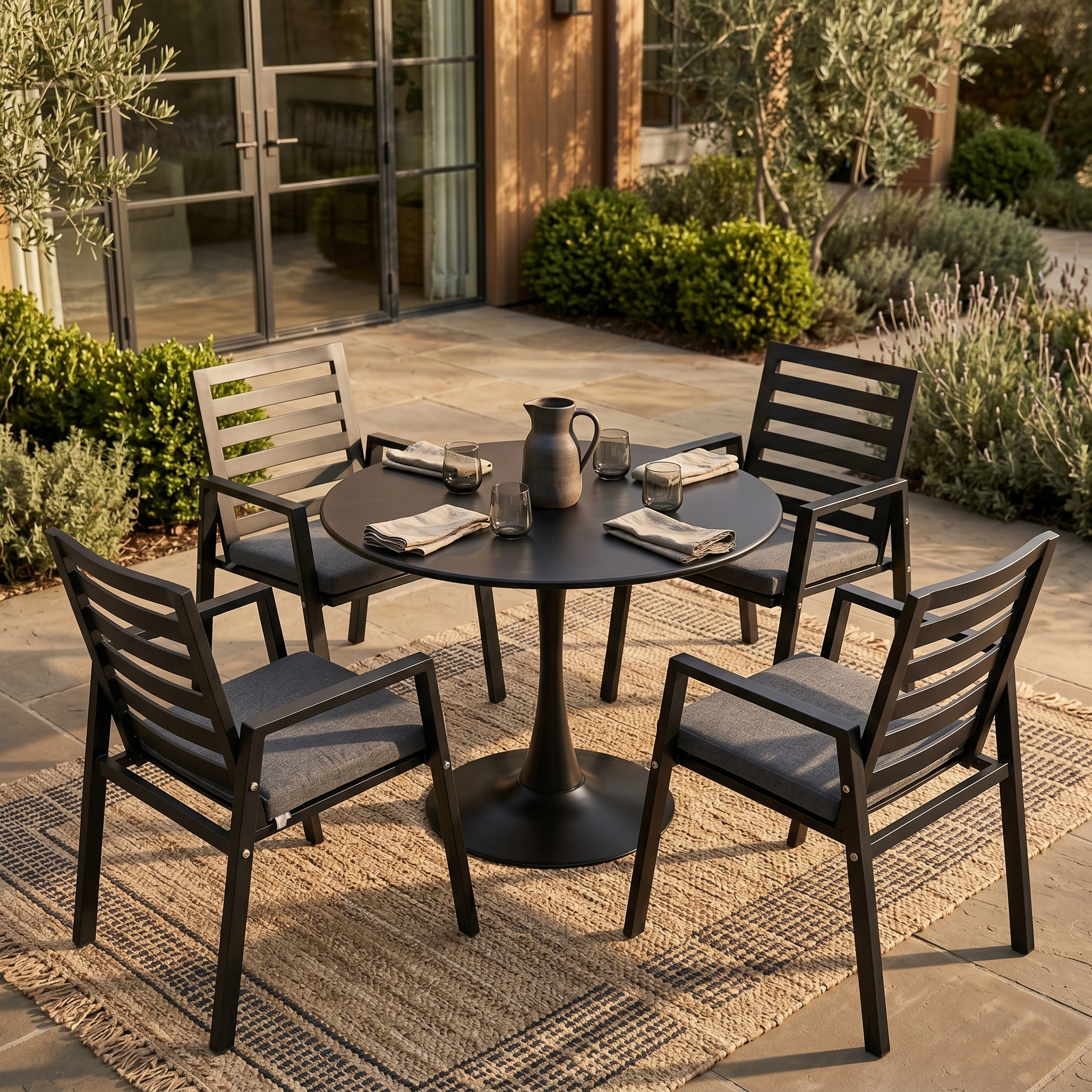 Bello Outdoor Round Dining Table in Iron