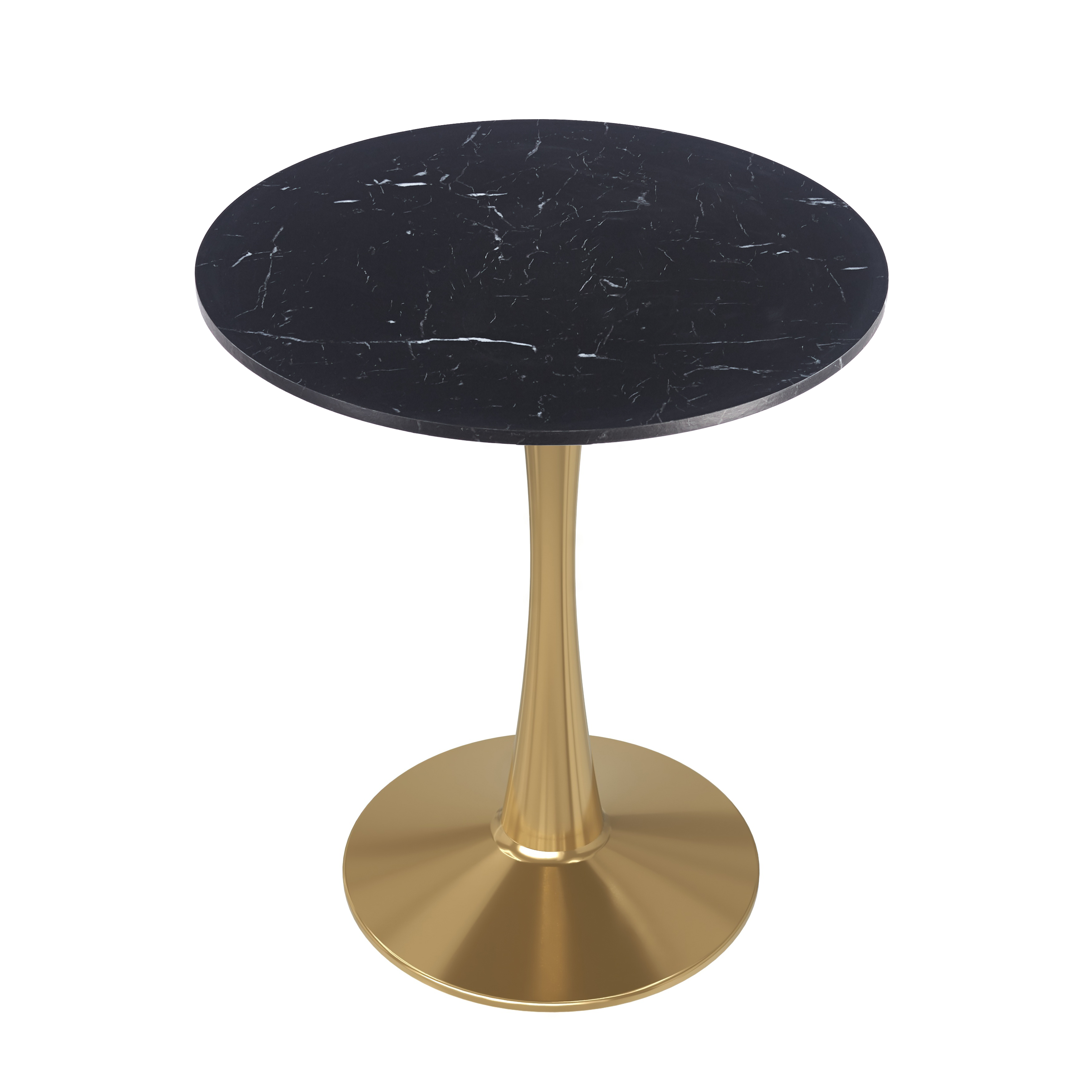 Bristol Round Dining Table with MDF/Sintered Stone/Glass Tabletop in Gold Steel