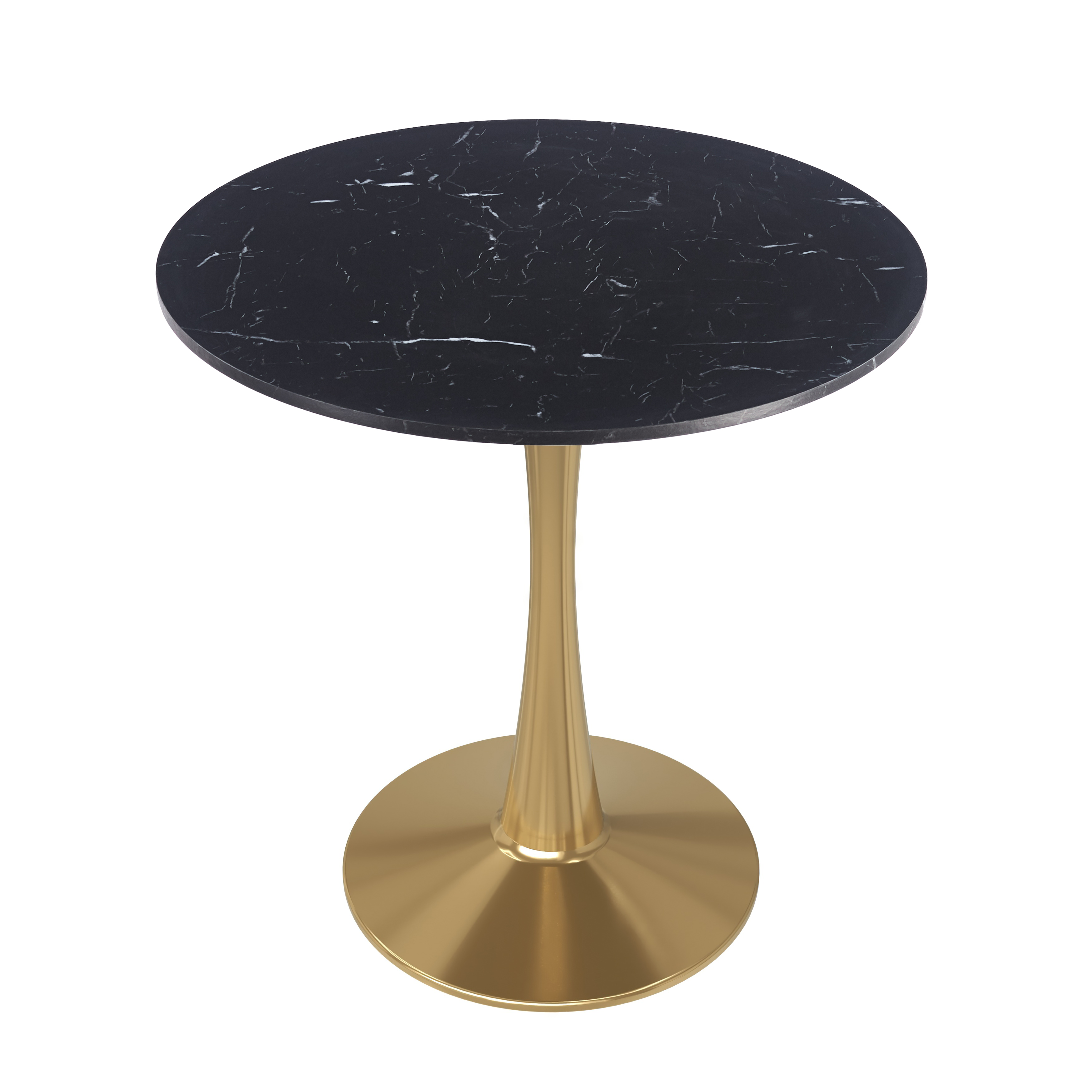 Bristol Round Dining Table with MDF/Sintered Stone/Glass Tabletop in Gold Steel