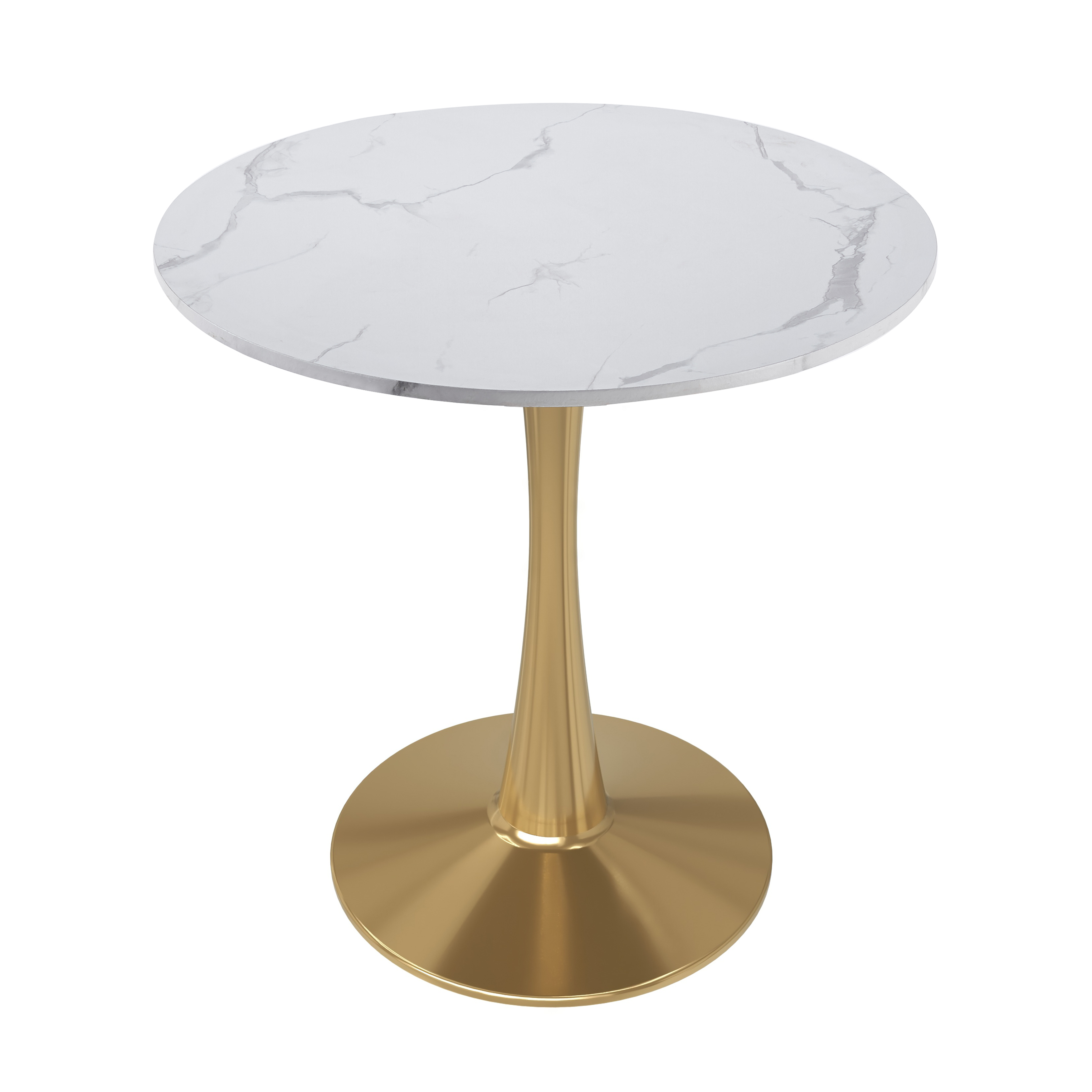 Bristol Round Dining Table with MDF/Sintered Stone/Glass Tabletop in Gold Steel