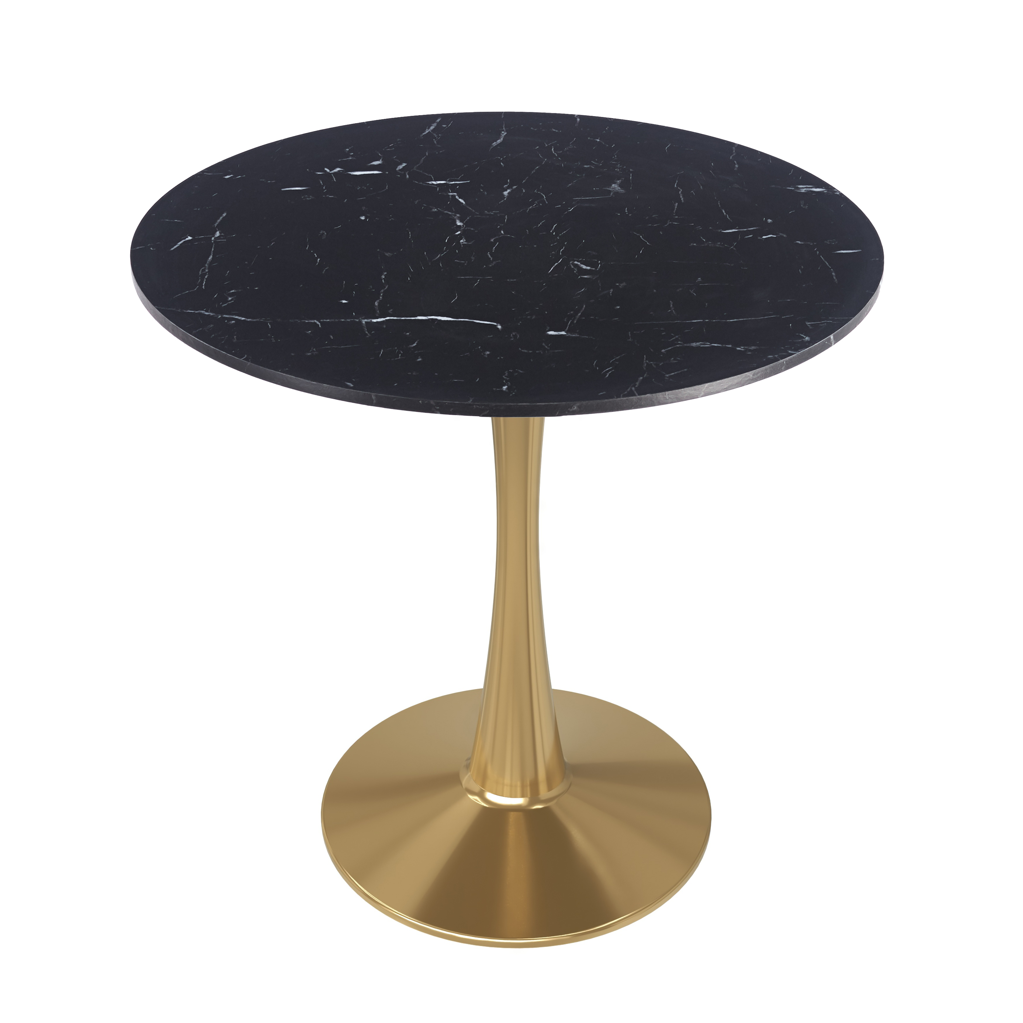Bristol Round Dining Table with MDF/Sintered Stone/Glass Tabletop in Gold Steel
