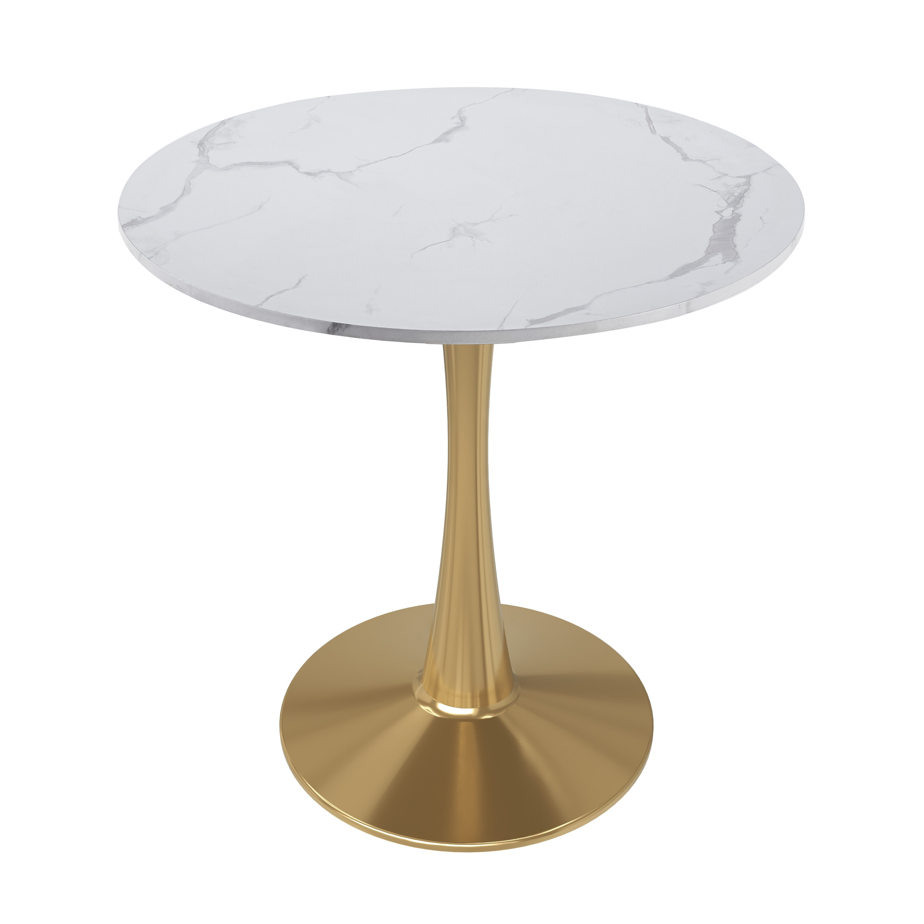 Bristol Round Dining Table with MDF/Sintered Stone/Glass Tabletop in Gold Steel
