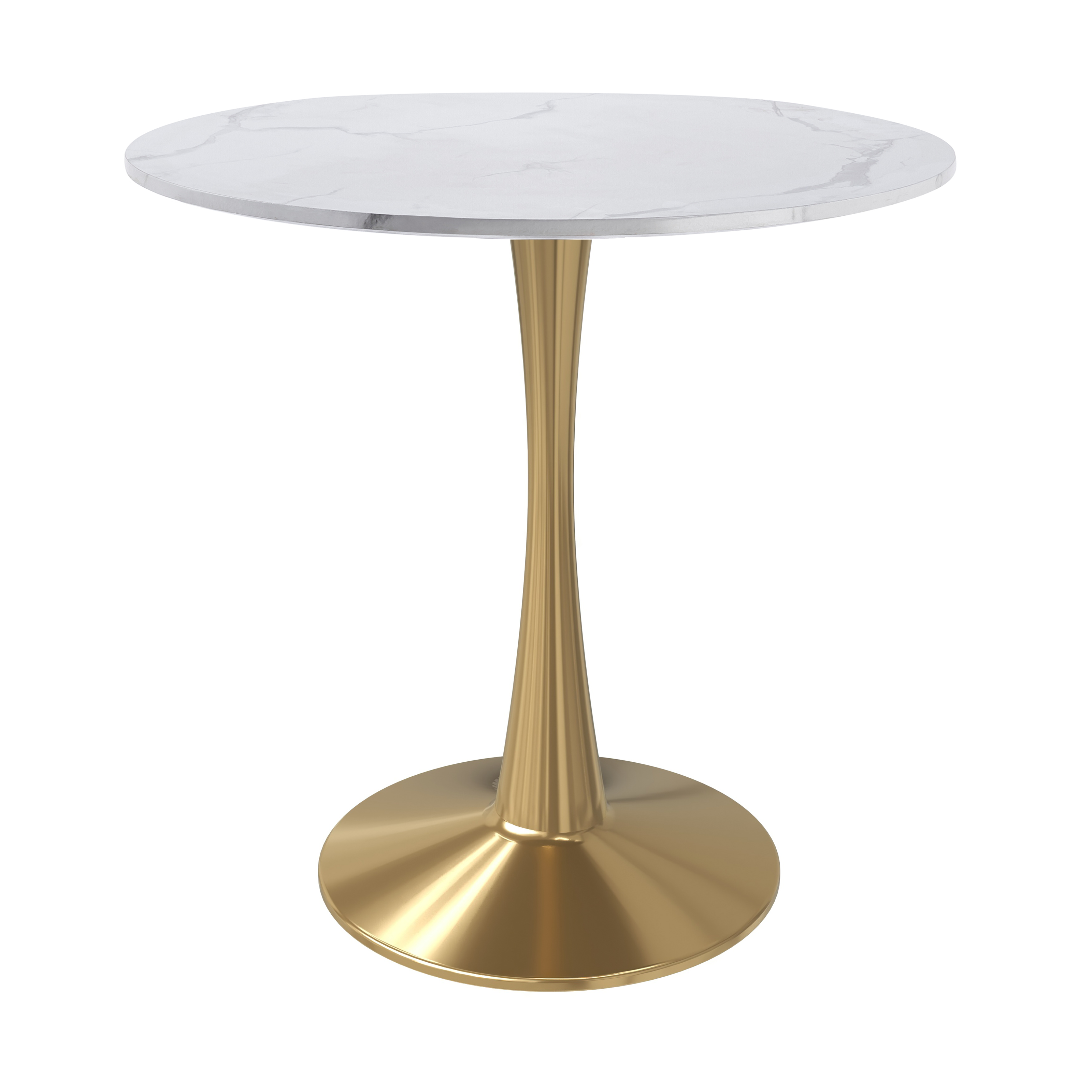 Bristol Round Dining Table with MDF/Sintered Stone/Glass Tabletop in Gold Steel