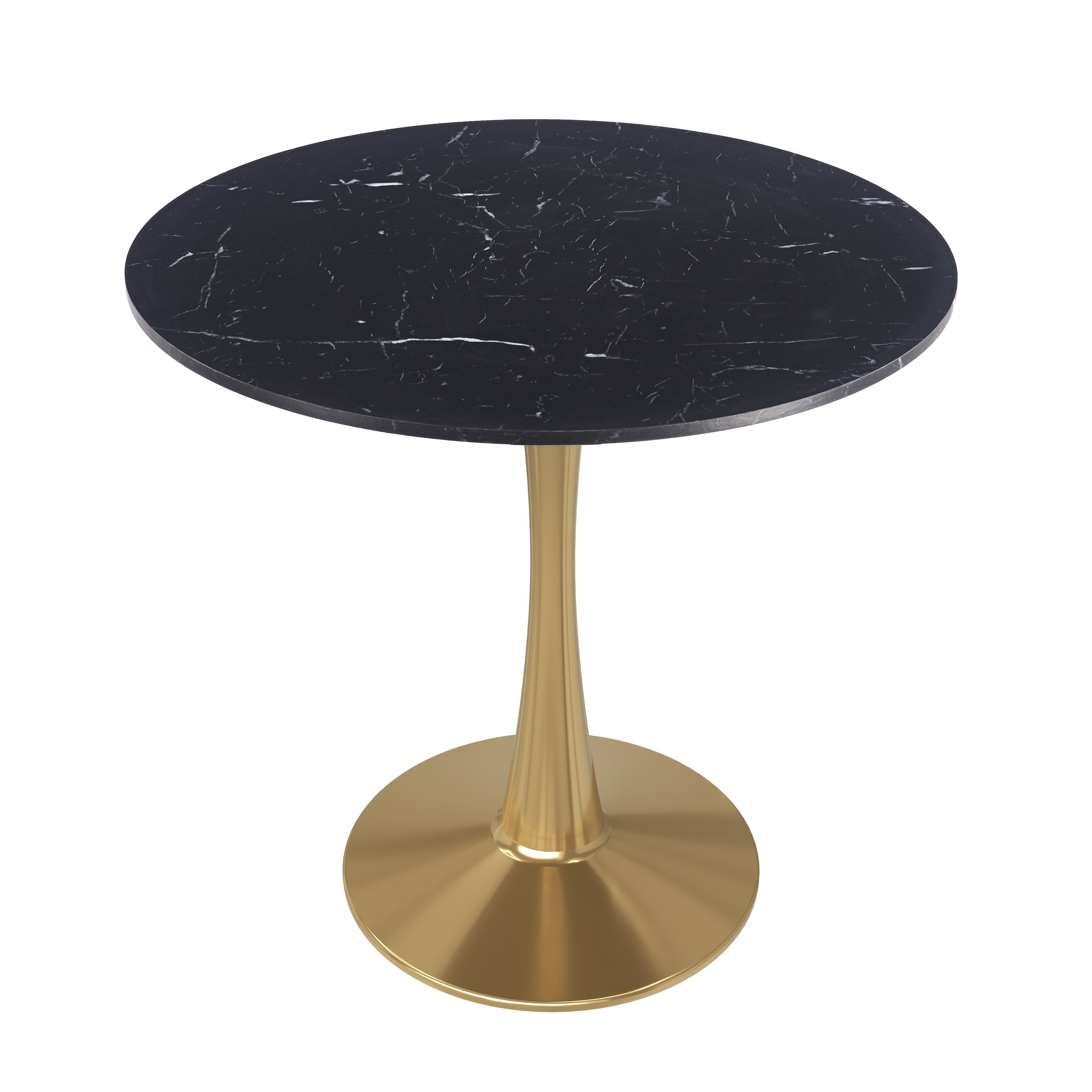 Bristol Round Dining Table with MDF/Sintered Stone/Glass Tabletop in Gold Steel