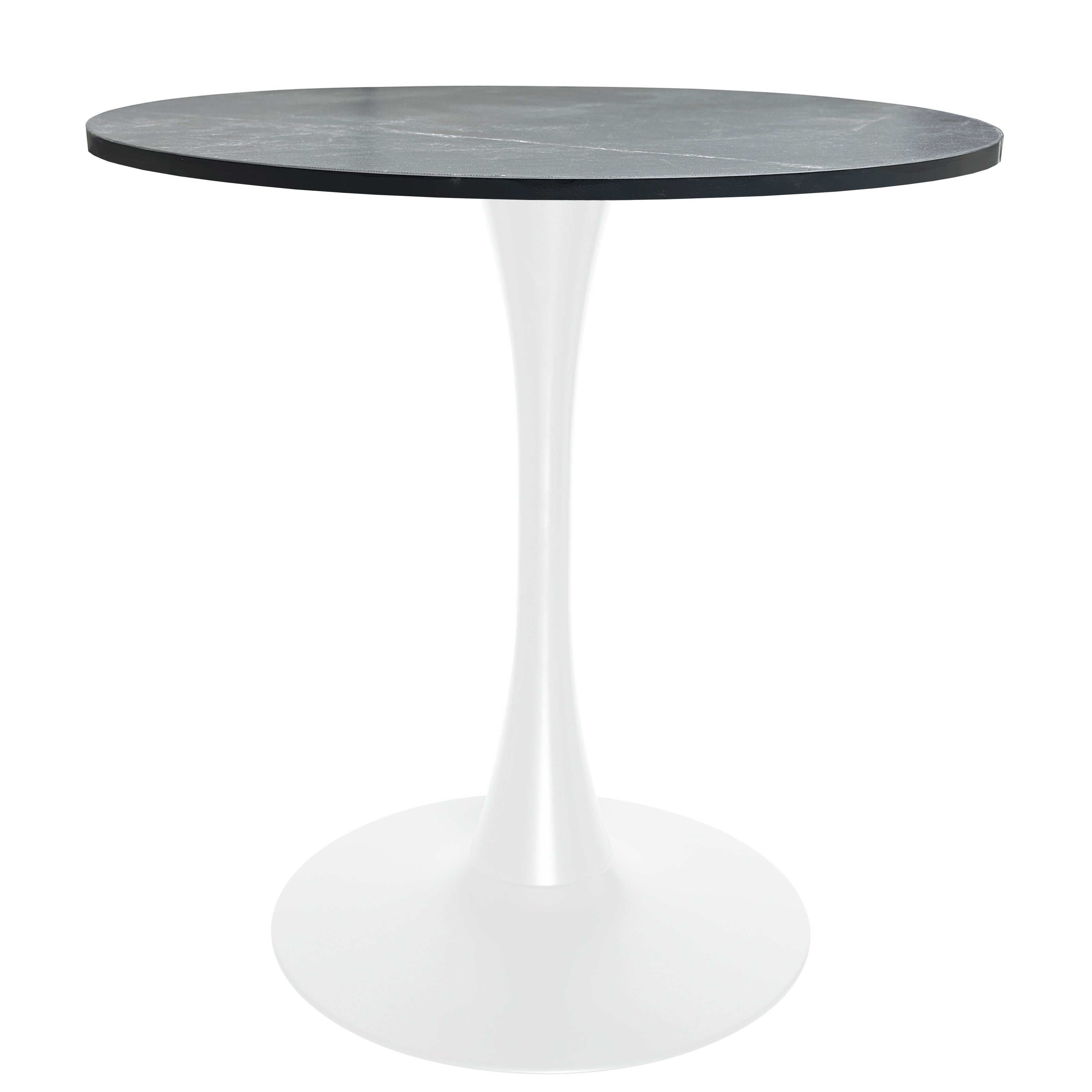 Bristol Round Dining Table with MDF/Sintered Stone/Glass Wood Tabletop in White Steel