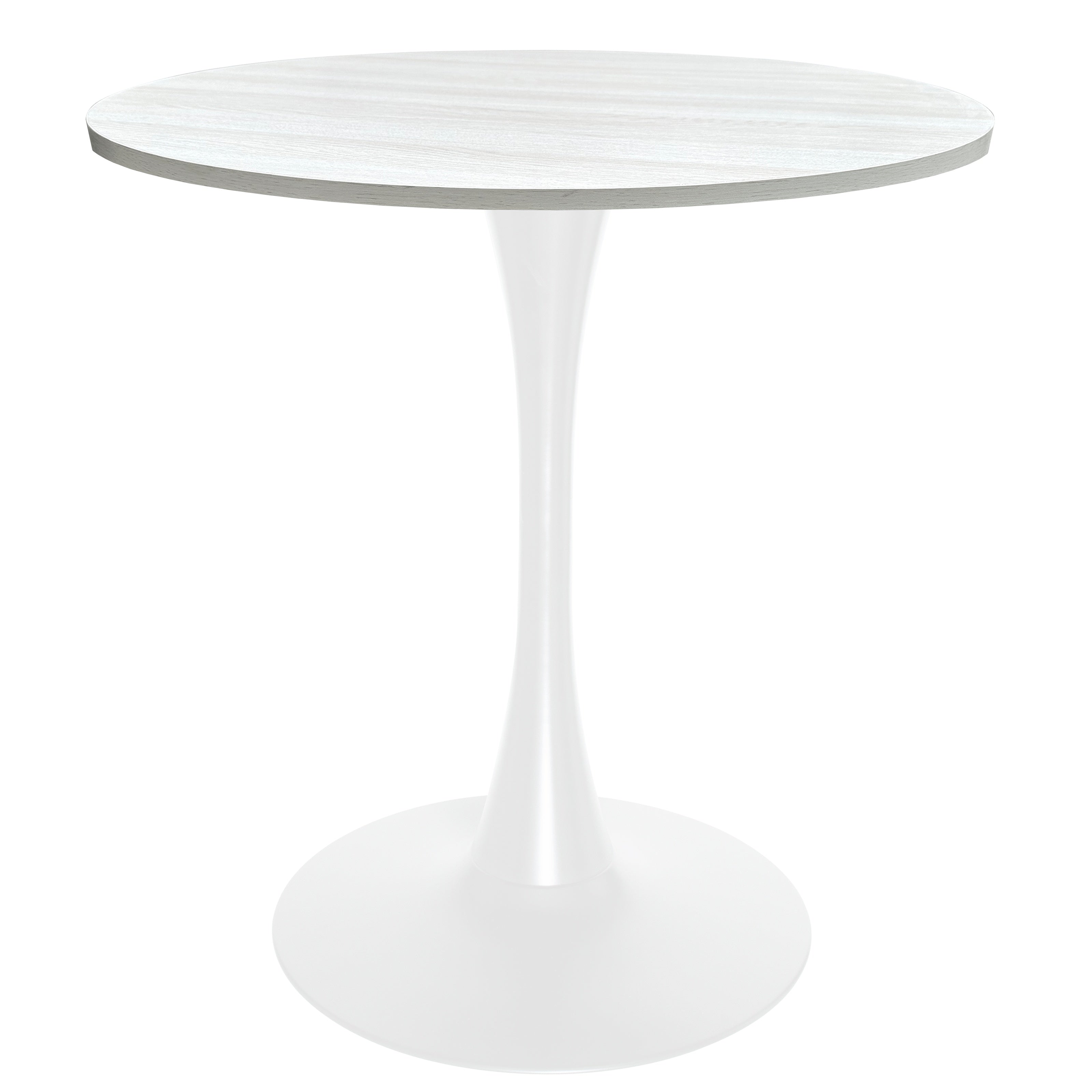 Bristol Round Dining Table with MDF/Sintered Stone/Glass Wood Tabletop in White Steel