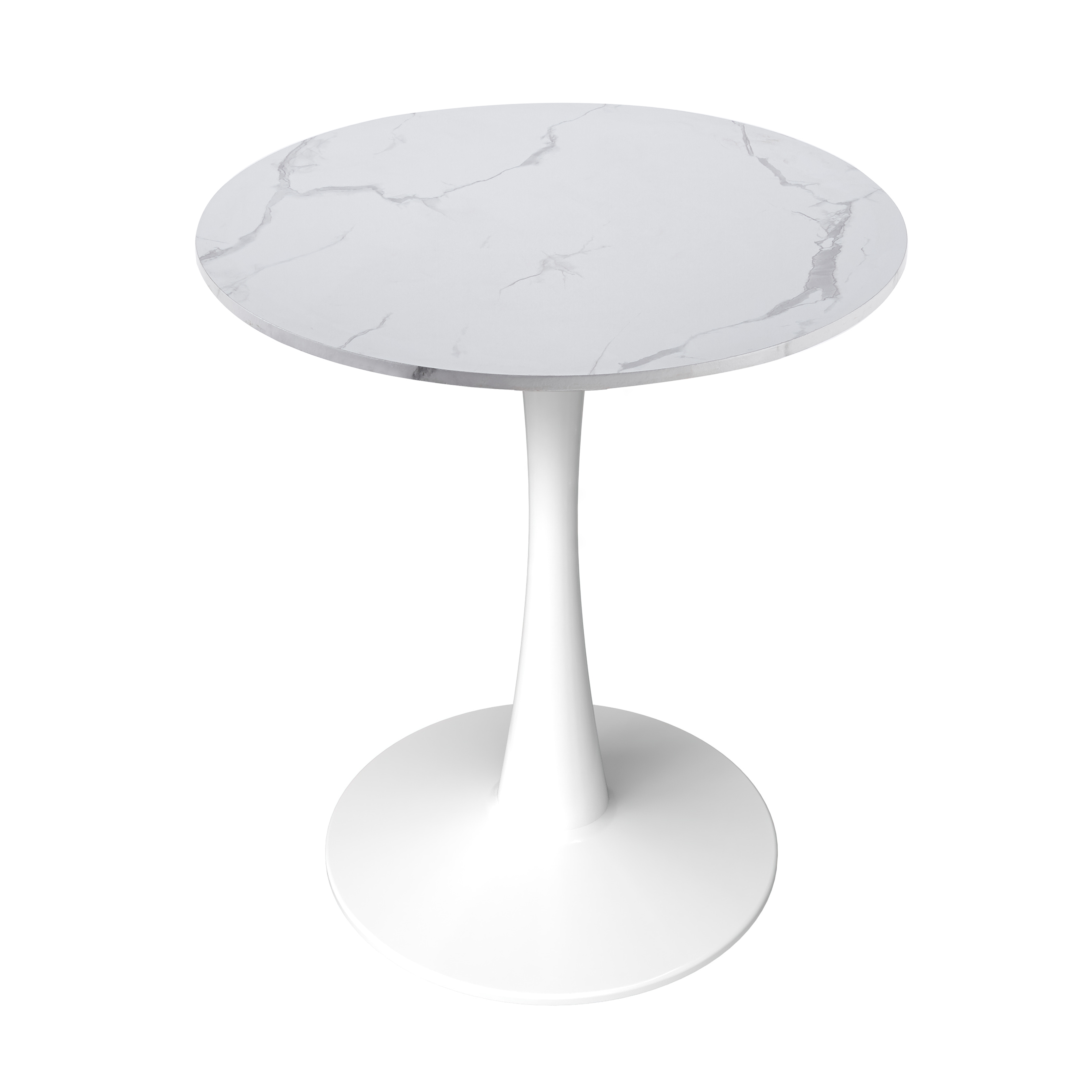 Bristol Round Dining Table with MDF/Sintered Stone/Glass Wood Tabletop in White Steel
