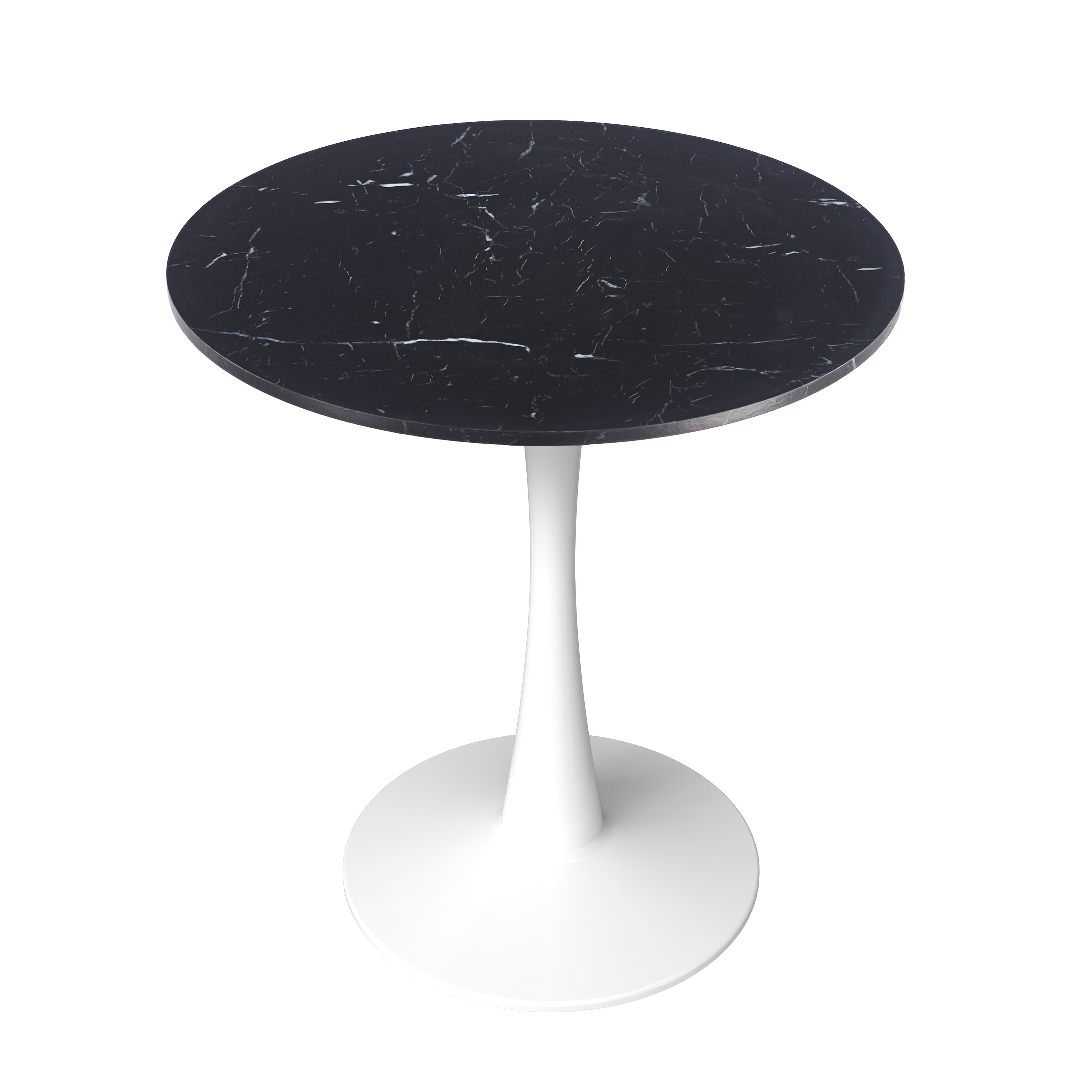 Bristol Round Dining Table with MDF/Sintered Stone/Glass Wood Tabletop in White Steel