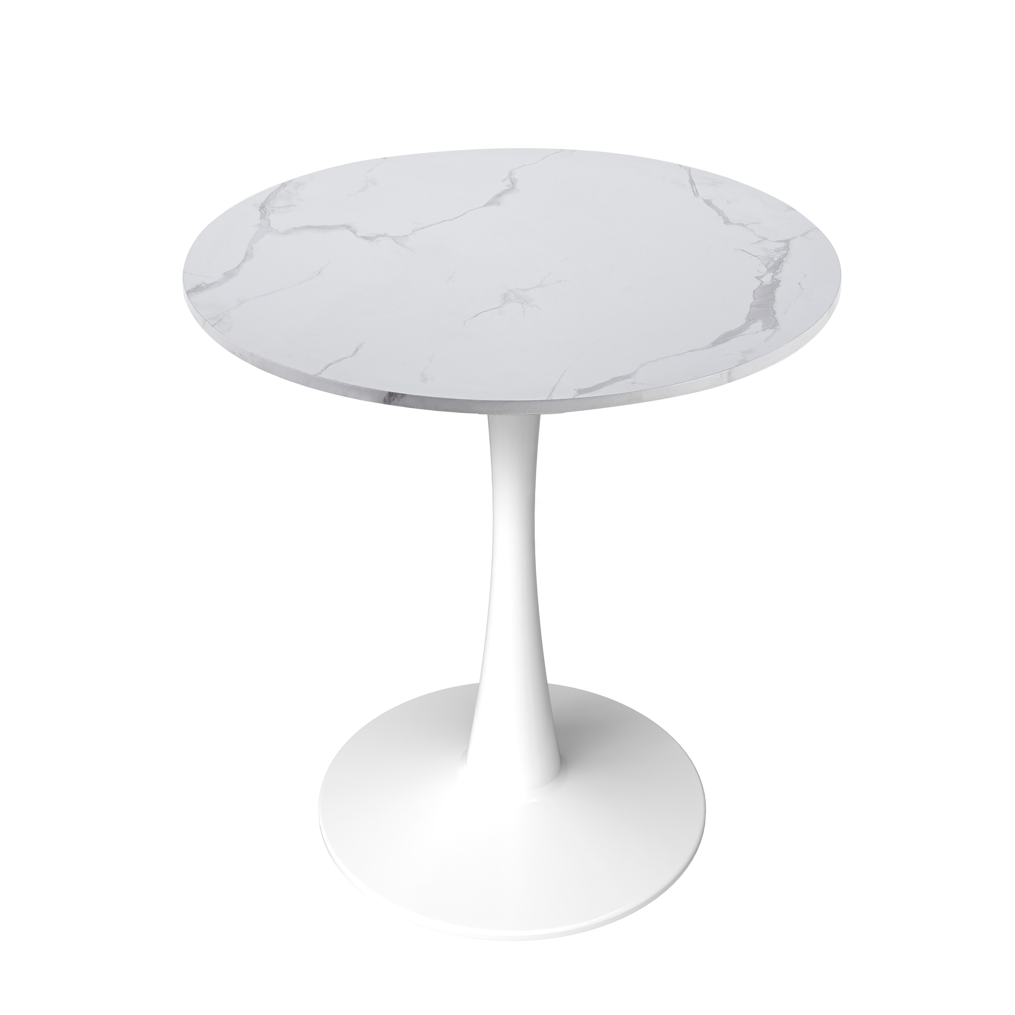 Bristol Round Dining Table with MDF/Sintered Stone/Glass Wood Tabletop in White Steel