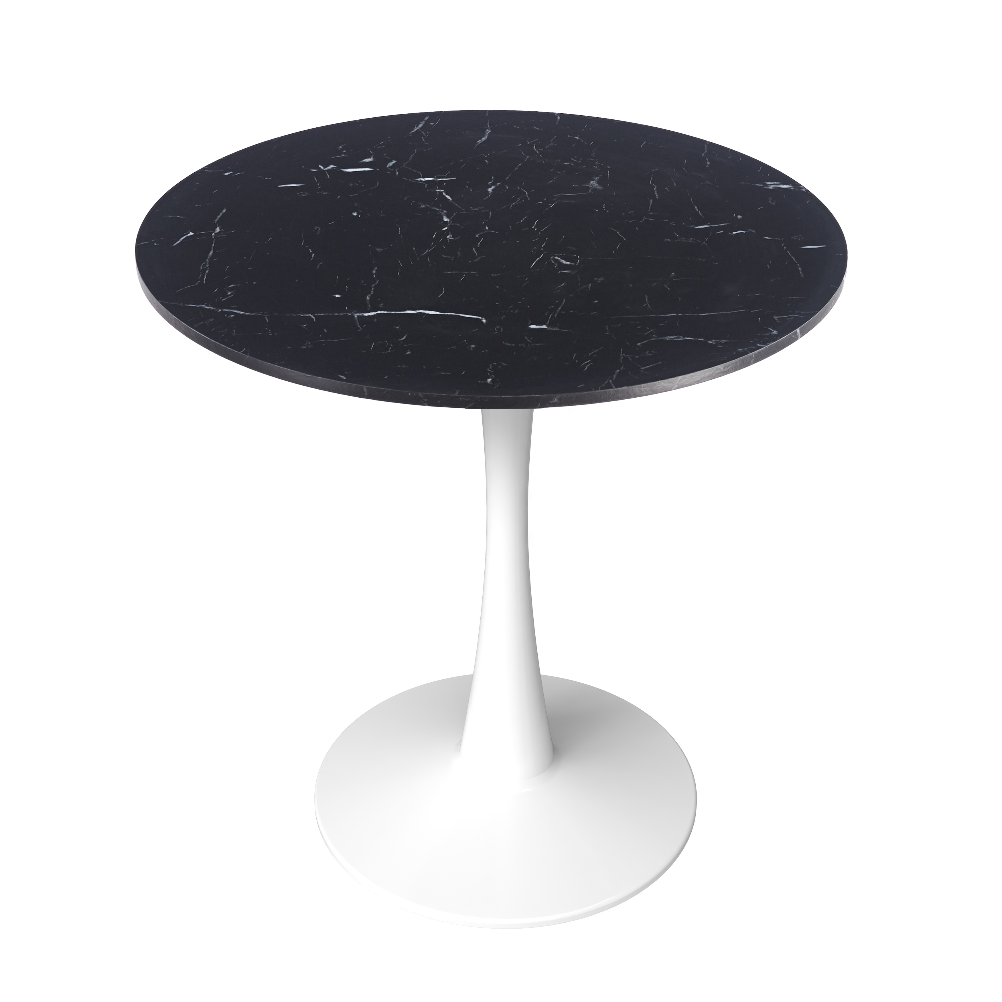 Bristol Round Dining Table with MDF/Sintered Stone/Glass Wood Tabletop in White Steel