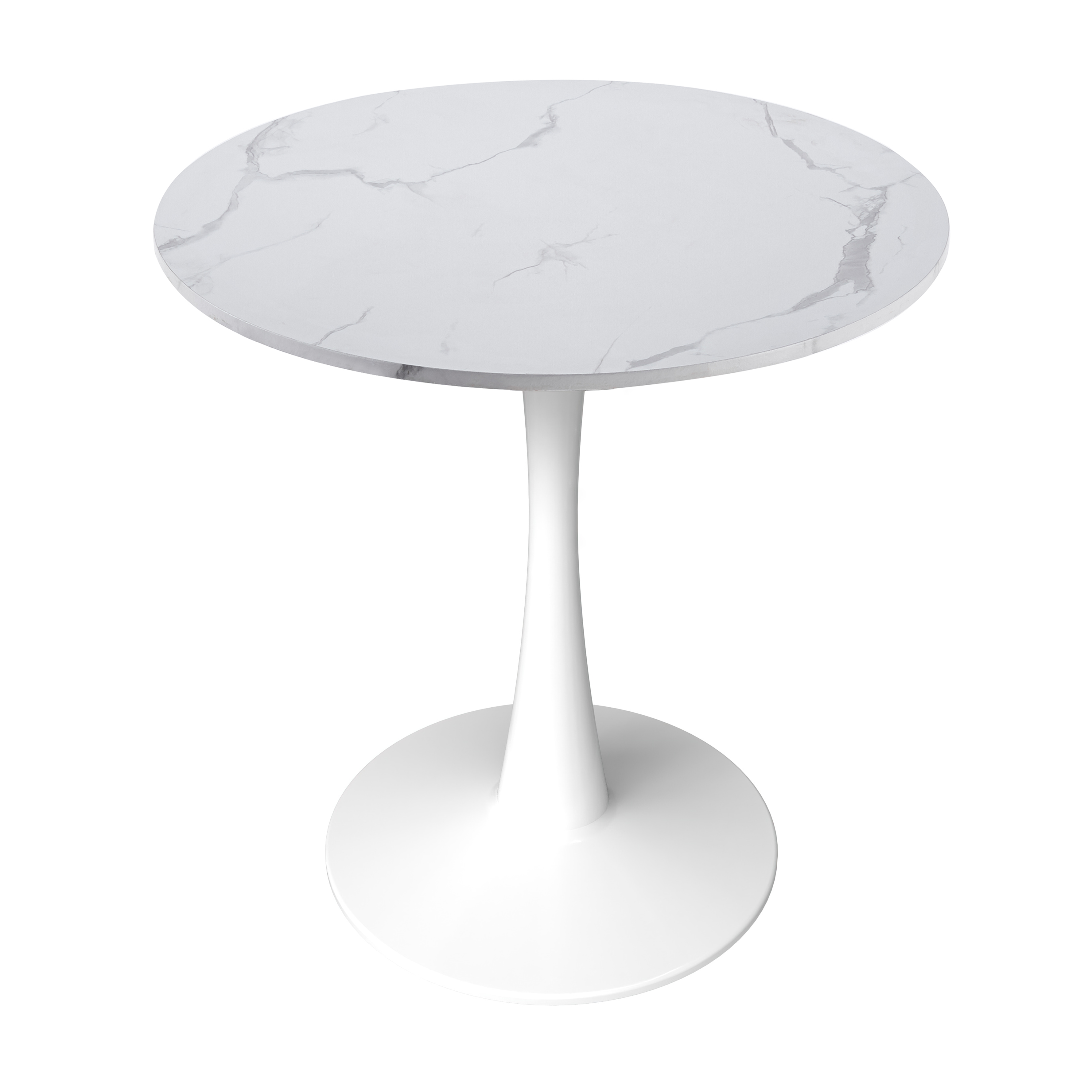 Bristol Round Dining Table with MDF/Sintered Stone/Glass Wood Tabletop in White Steel
