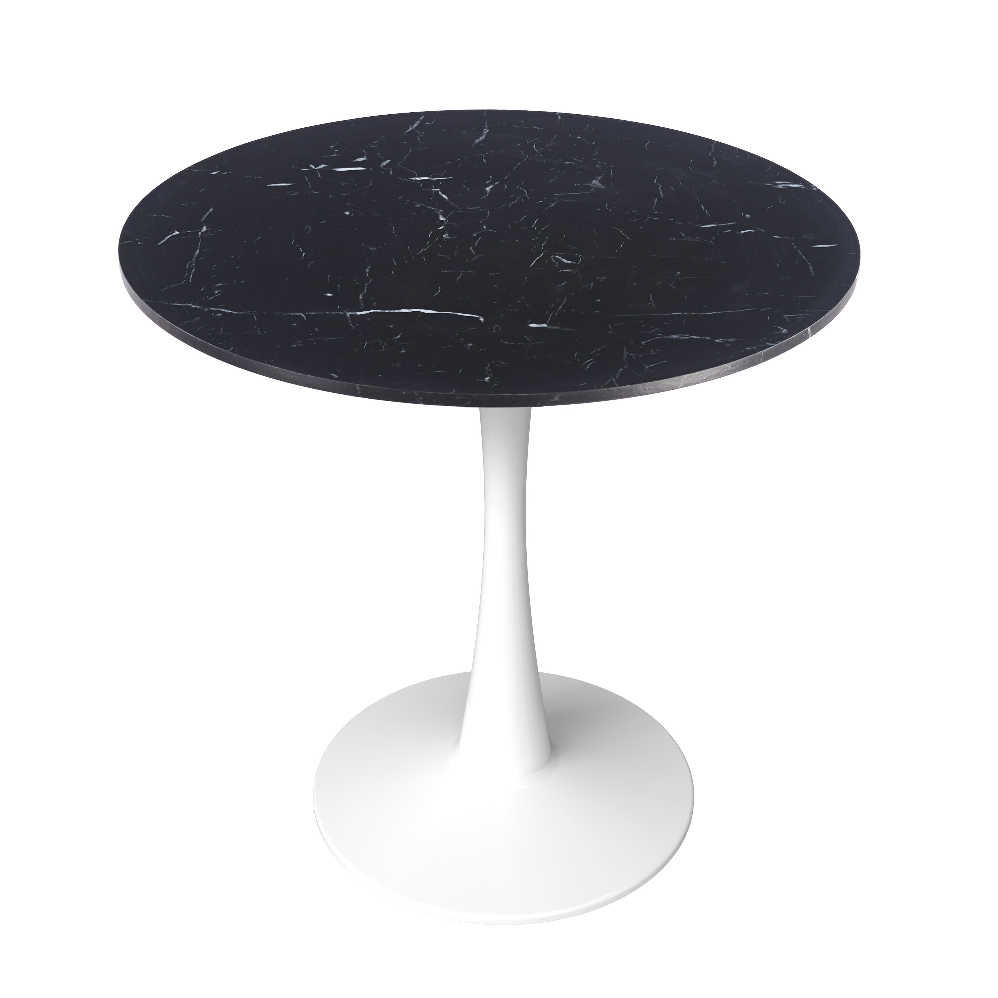 Bristol Round Dining Table with MDF/Sintered Stone/Glass Wood Tabletop in White Steel