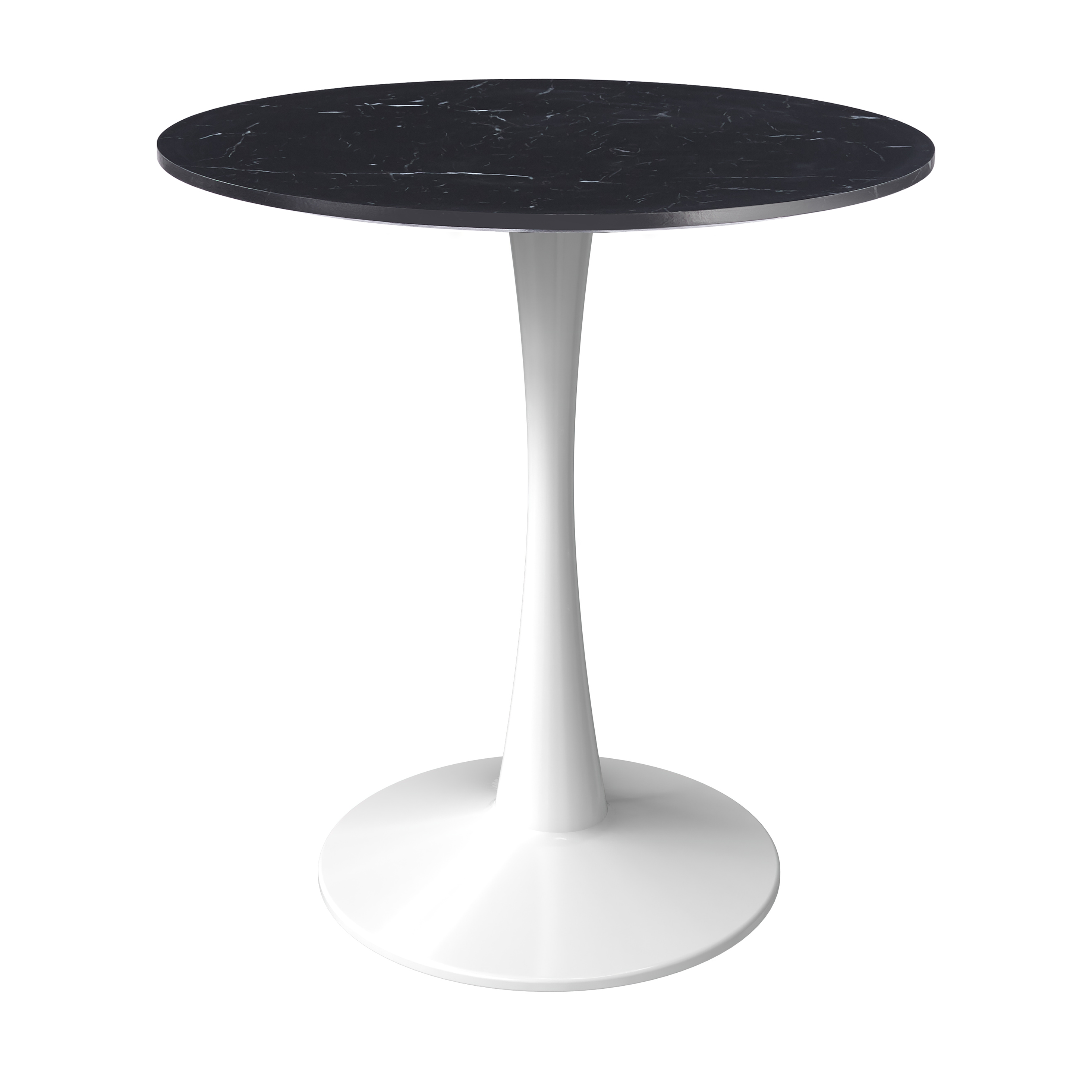 Bristol Round Dining Table with MDF/Sintered Stone/Glass Wood Tabletop in White Steel