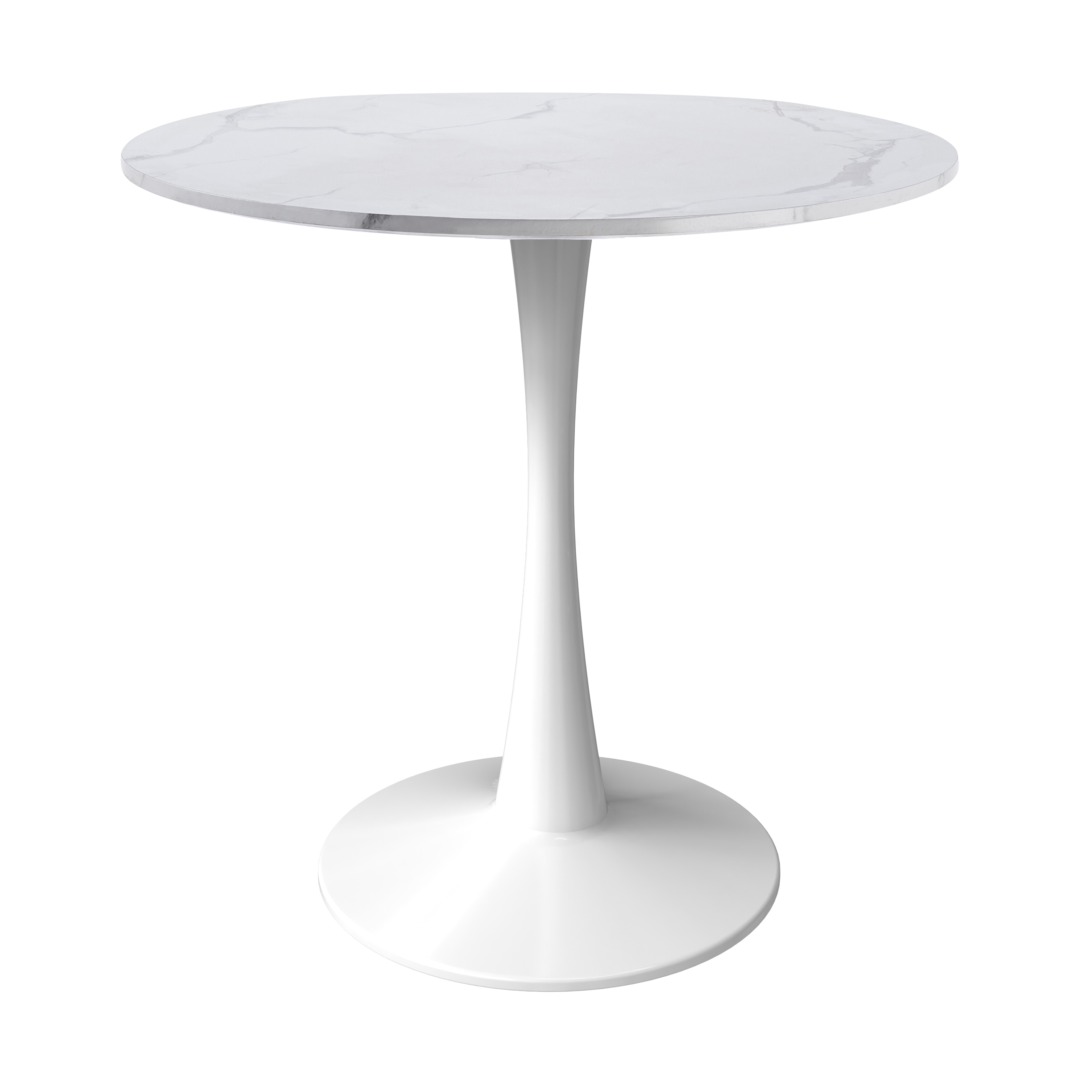 Bristol Round Dining Table with MDF/Sintered Stone/Glass Wood Tabletop in White Steel