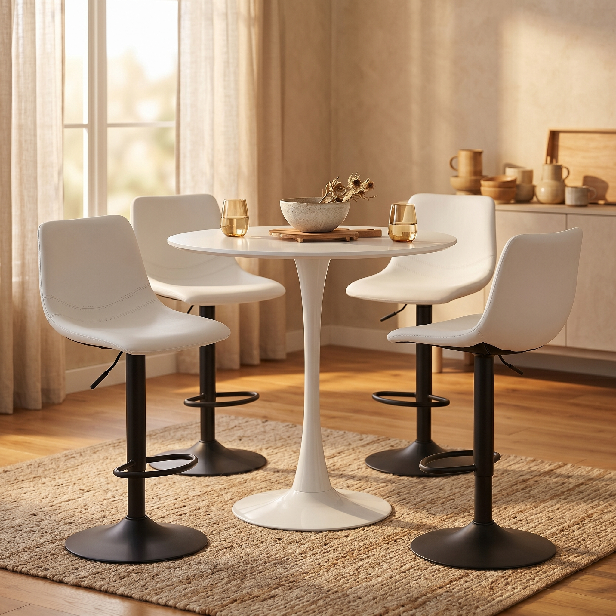 Bristol Round MDF Wood Tabletop Bar Height Table with Steel Base