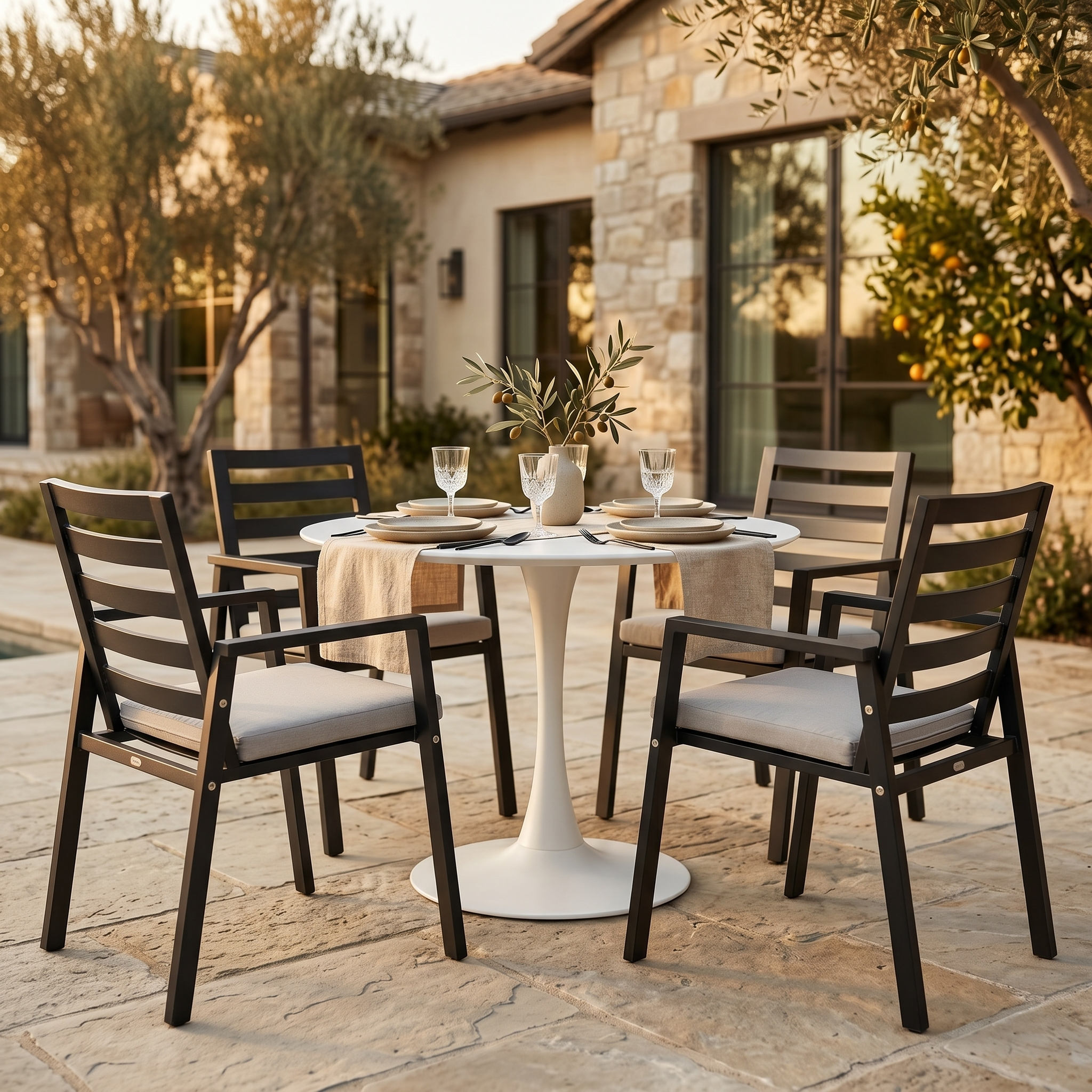 Bello Outdoor Round Dining Table in Iron