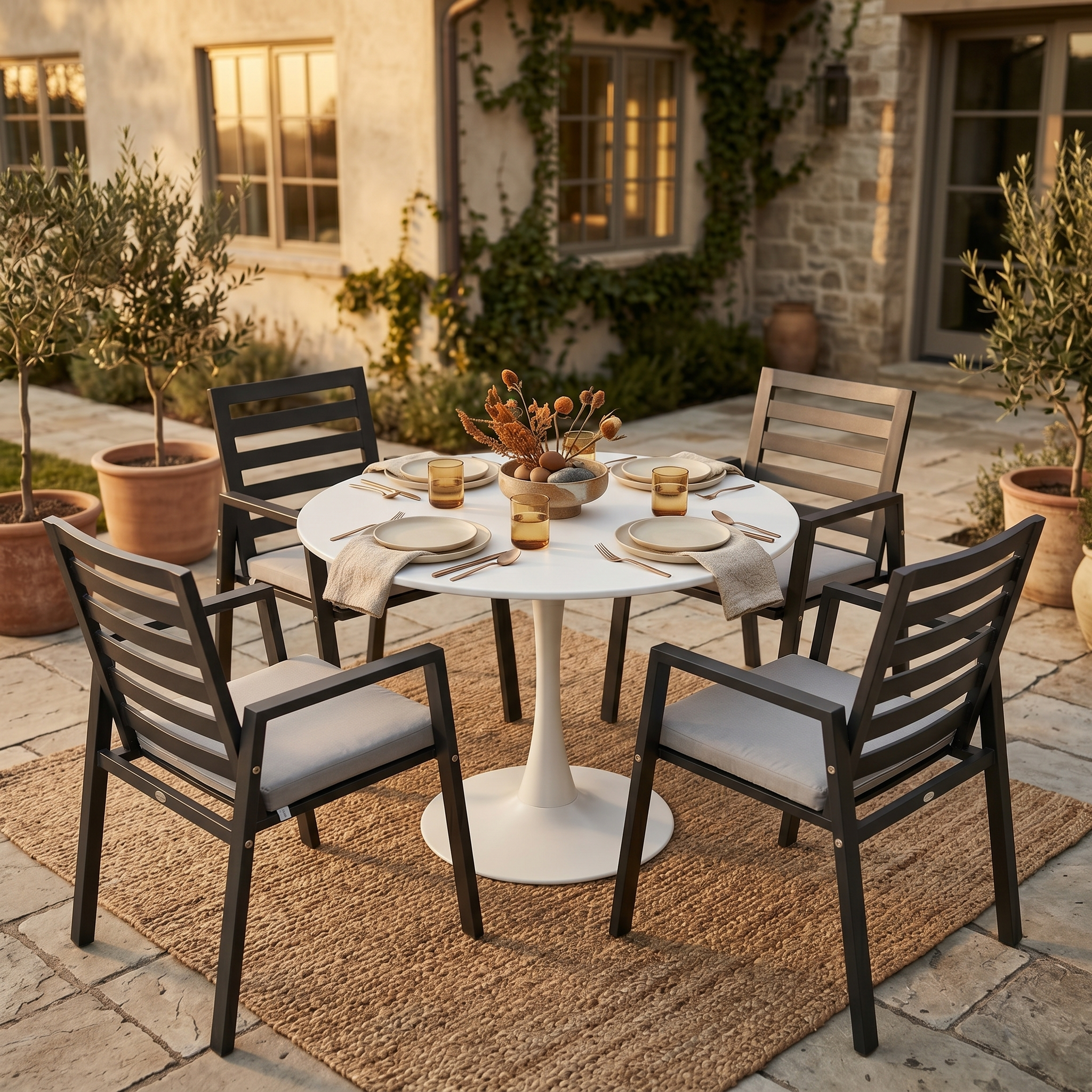 Bello Outdoor Round Dining Table in Iron
