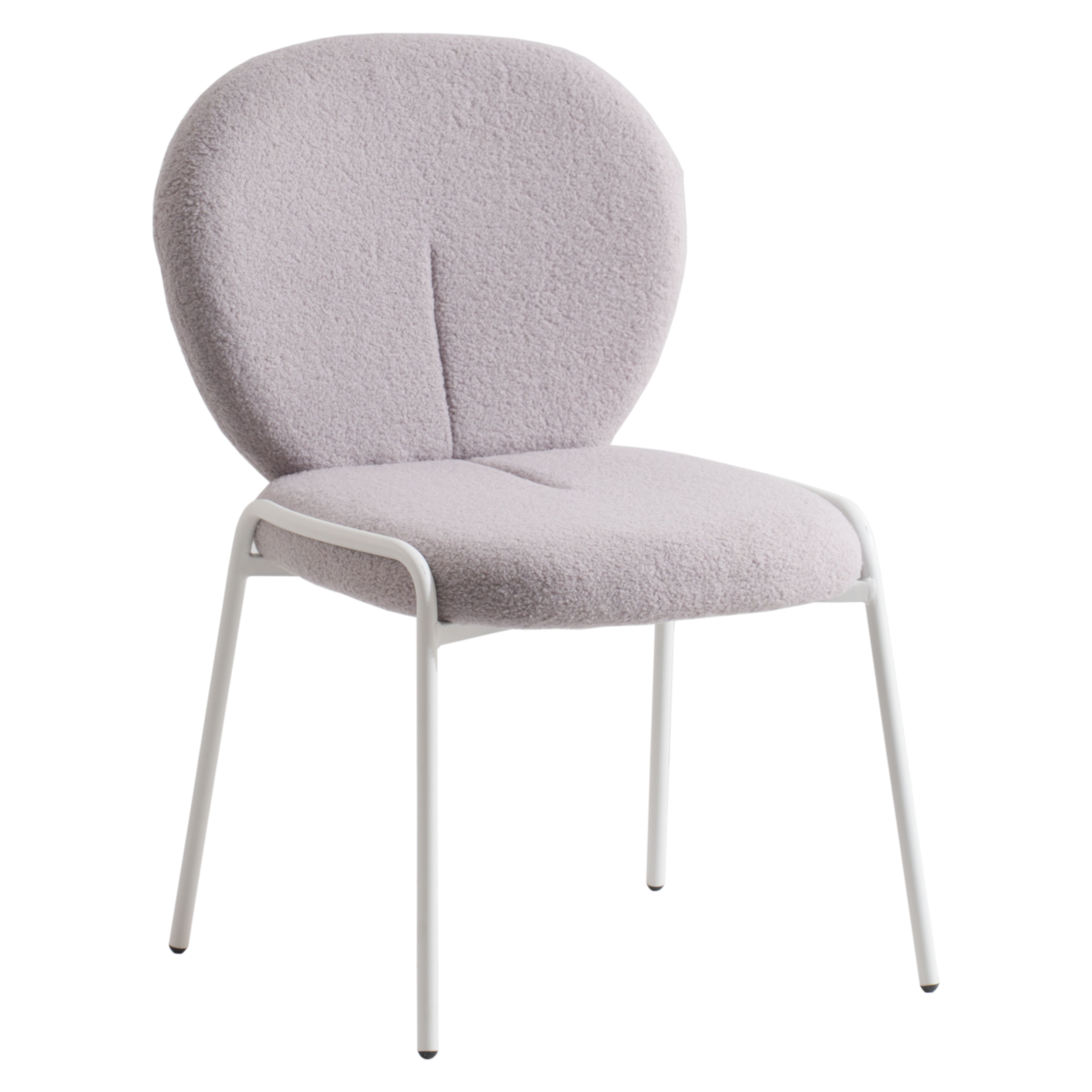 Celestial Modern Boucle Dining Side Chair with Black/White Powder Coated Iron Frame