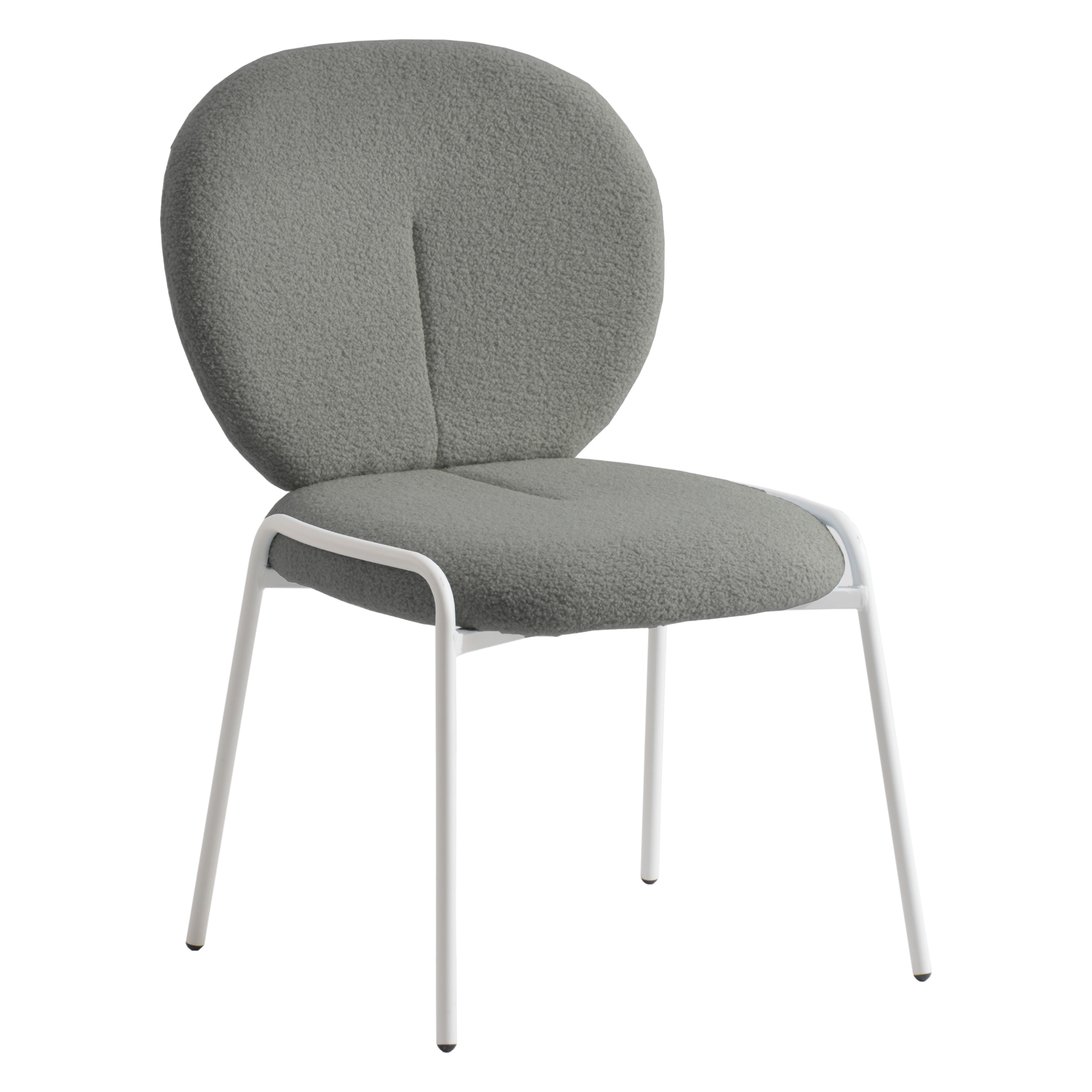 Celestial Modern Boucle Dining Side Chair with Black/White Powder Coated Iron Frame