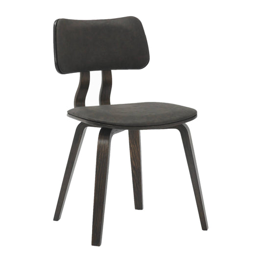 Clivo Modern Wooden Dining Chair Upholstered in Leather With Walnut Color Frame