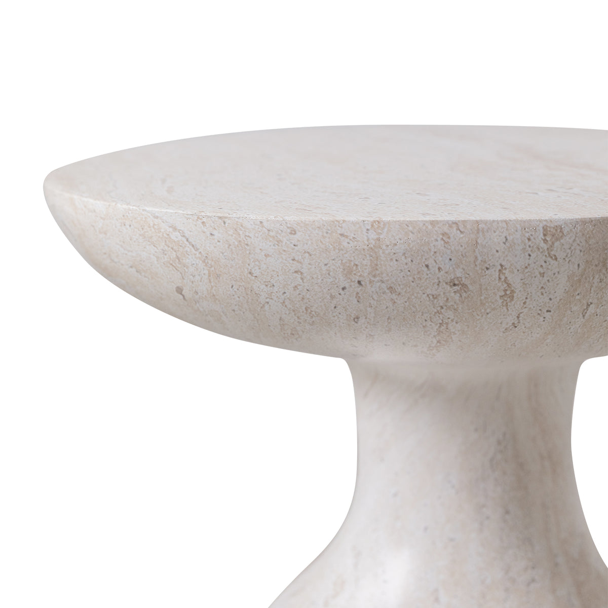 Calyx Sculptural Fiberstone Accent Side/End Table, Travertine - view 11 | LeisureMod