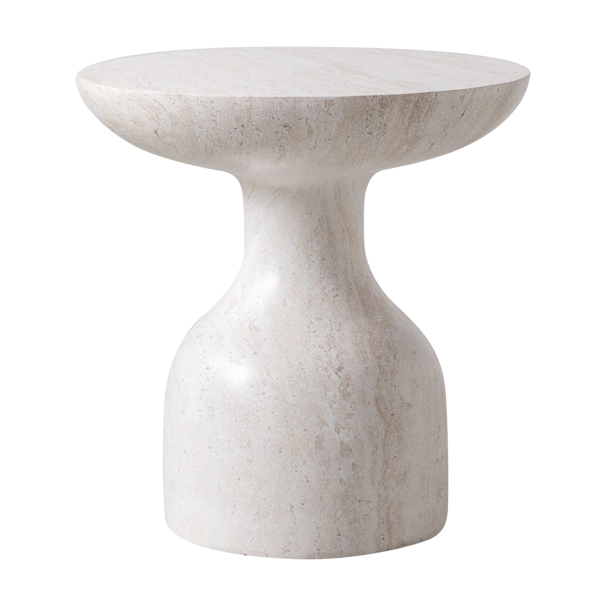 Calyx Sculptural Fiberstone Accent Side/End Table, Travertine - view 7 | LeisureMod