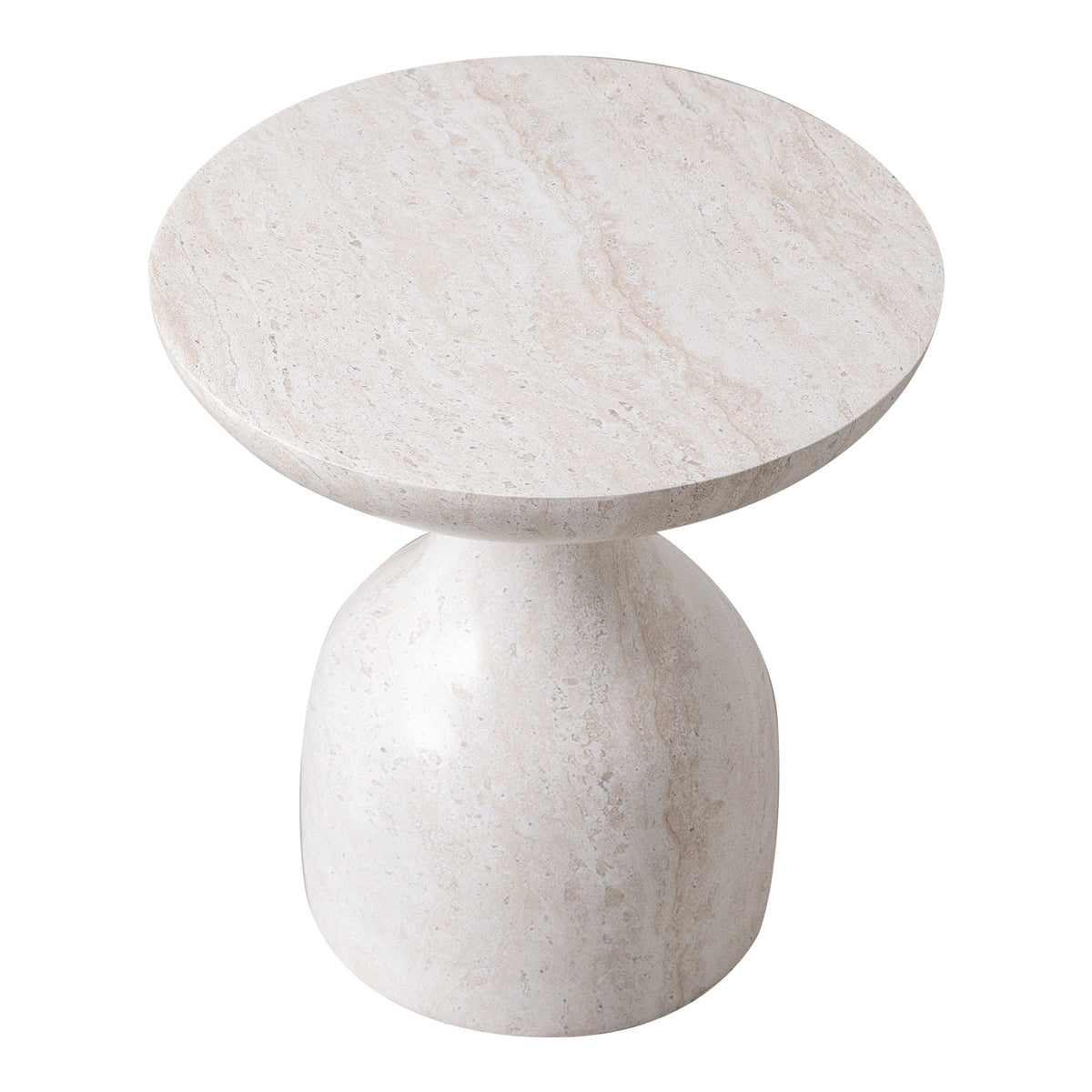 Calyx Sculptural Fiberstone Accent Side/End Table, Travertine - view 8 | LeisureMod