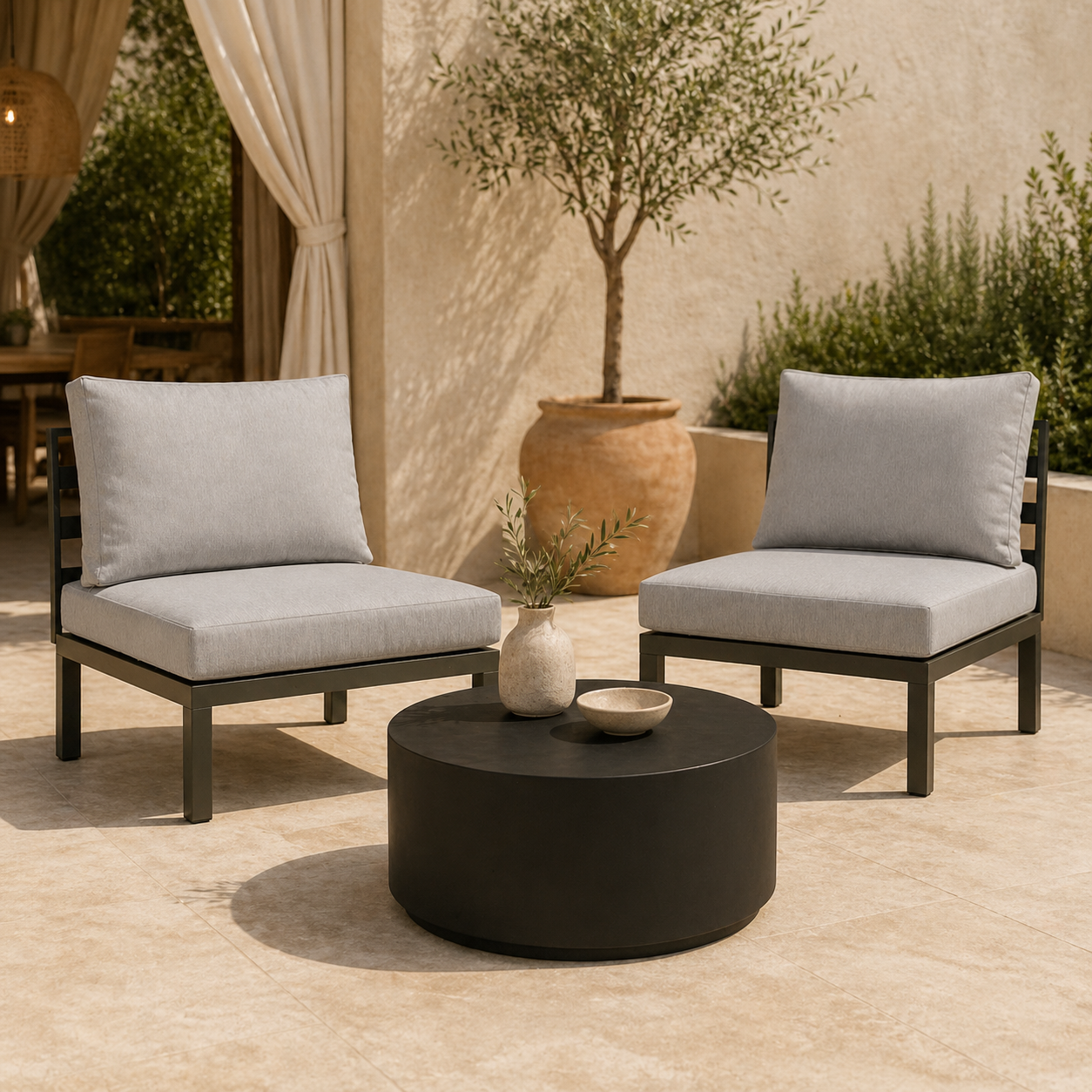 Terra 36" Round Coffee Table in Fiberstone for Indoor and Outdoor