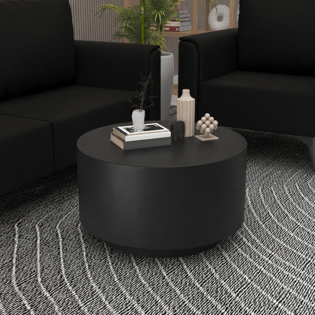 Terra 36" Round Coffee Table in Fiberstone for Indoor and Outdoor