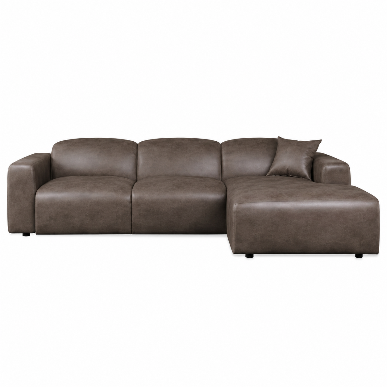 Whisper 4-6 Seater Sectional Set With a Chaise and Ottoman Upholstered in Linen/Leather/Polyester