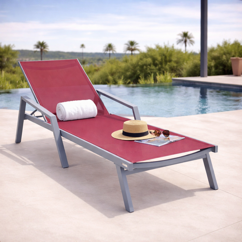 Marlin Aluminum Outdoor Chaise Lounge Chair with Sling Fabric Seat