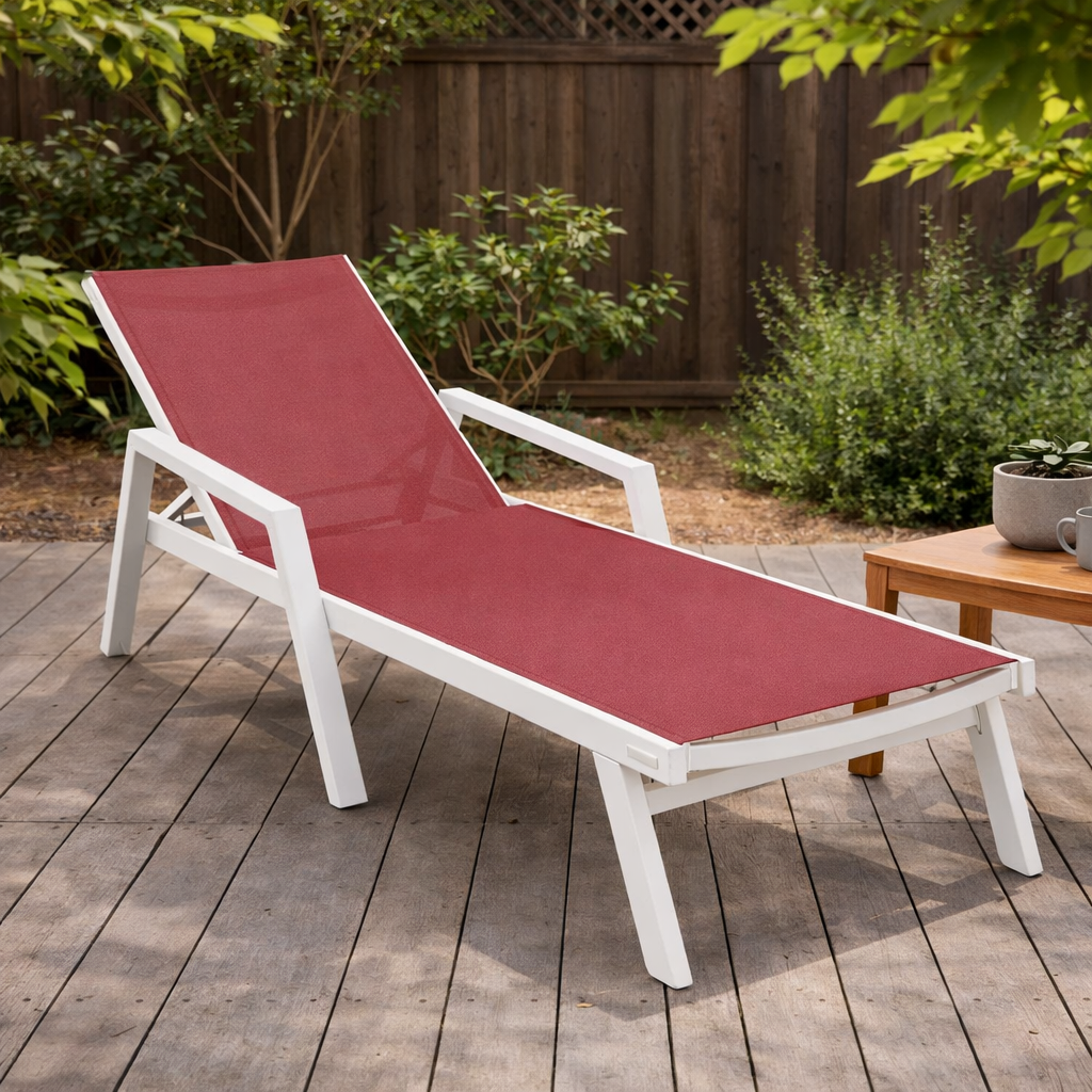Marlin Aluminum Outdoor Chaise Lounge Chair with Sling Fabric Seat