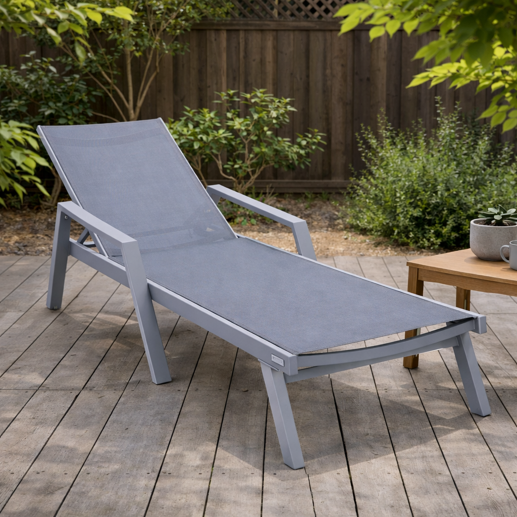 Marlin Aluminum Outdoor Chaise Lounge Chair with Sling Fabric Seat