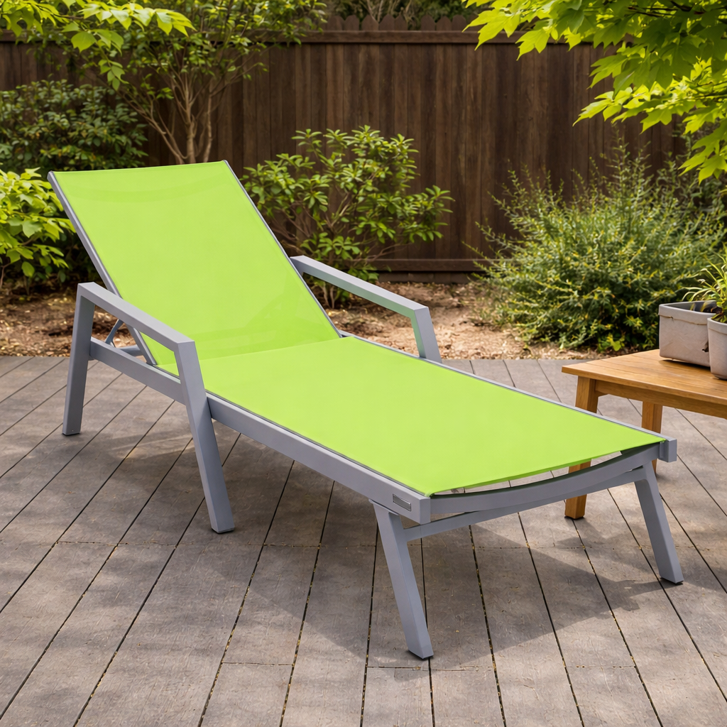 Marlin Aluminum Outdoor Chaise Lounge Chair with Sling Fabric Seat