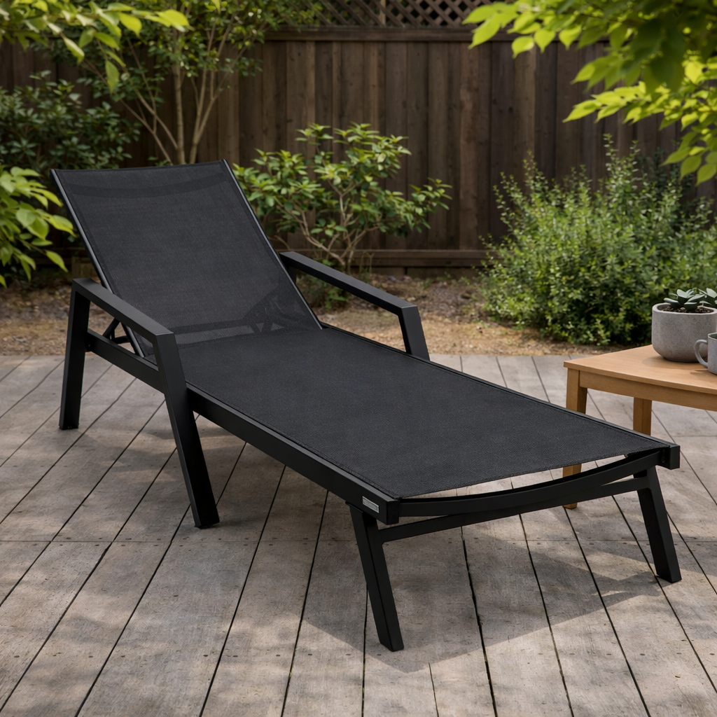 Marlin Aluminum Outdoor Chaise Lounge Chair with Sling Fabric Seat
