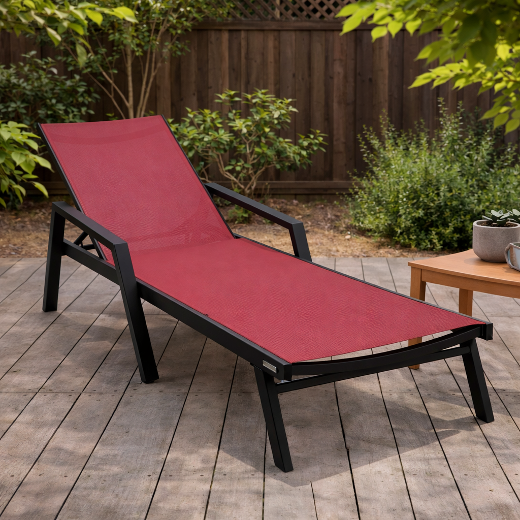 Marlin Aluminum Outdoor Chaise Lounge Chair with Sling Fabric Seat