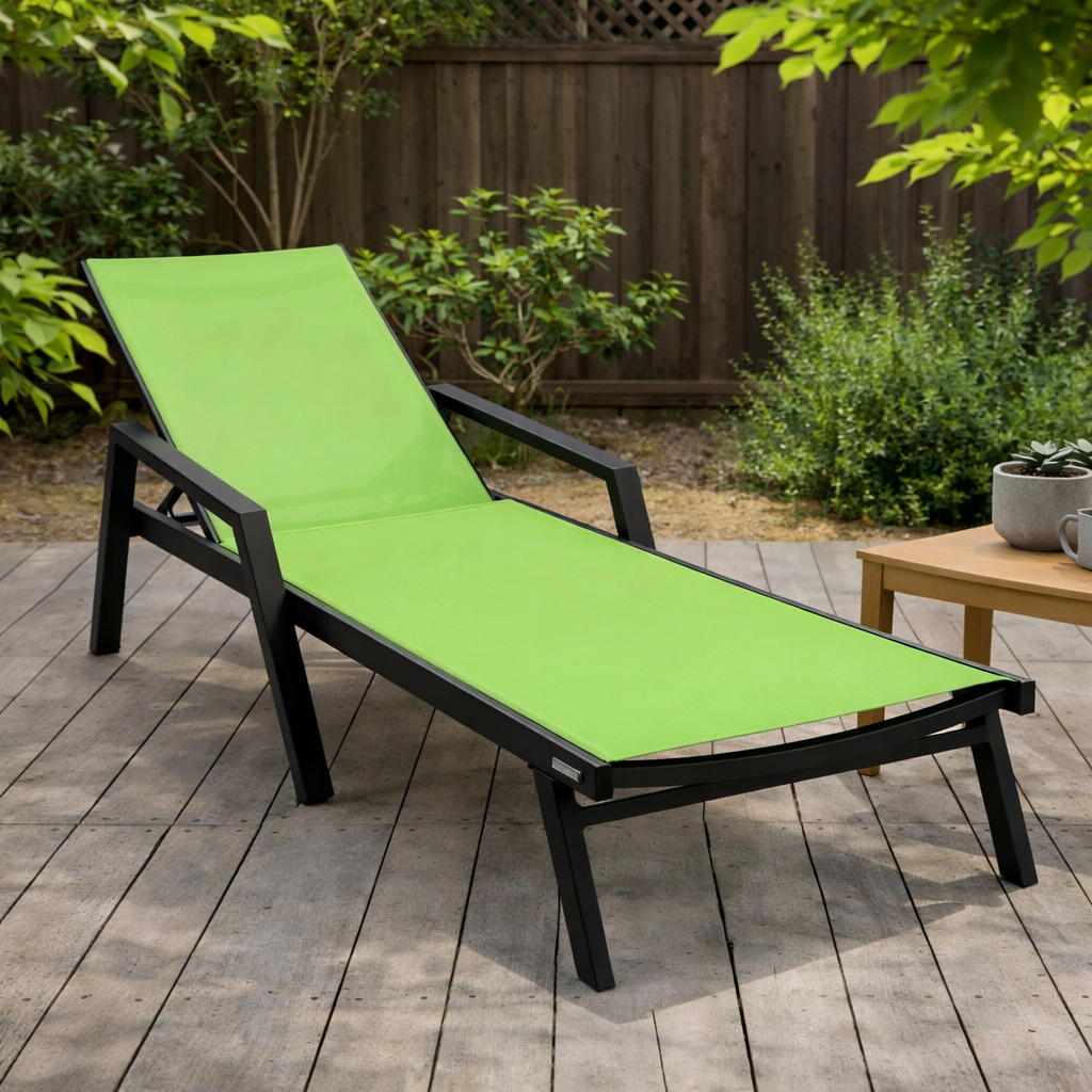 Marlin Aluminum Outdoor Chaise Lounge Chair with Sling Fabric Seat