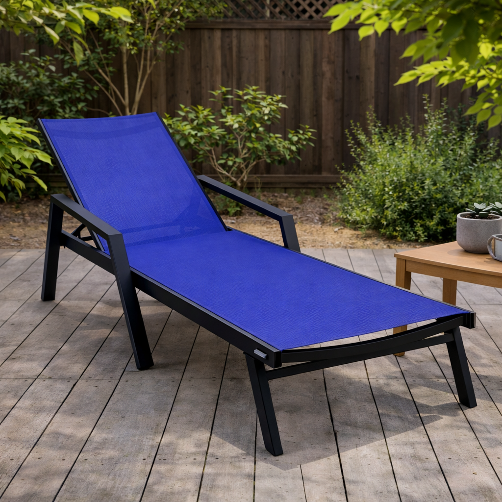 Marlin Aluminum Outdoor Chaise Lounge Chair with Sling Fabric Seat