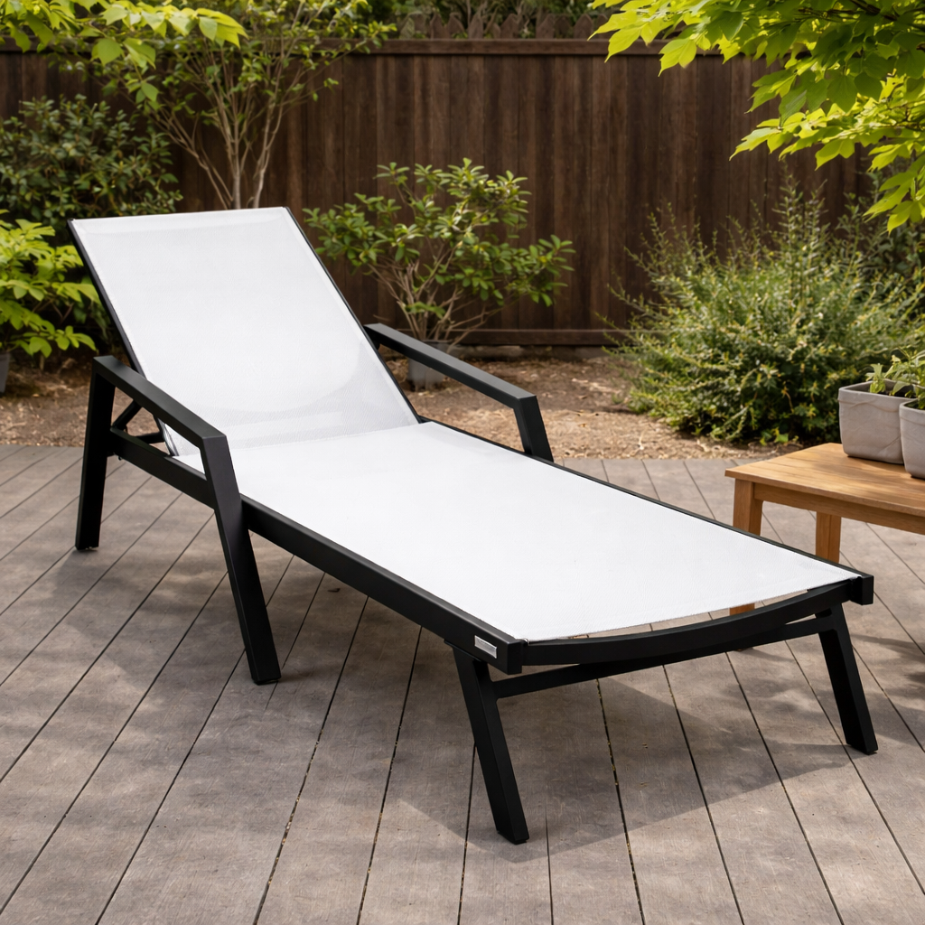 Marlin Aluminum Outdoor Chaise Lounge Chair with Sling Fabric Seat