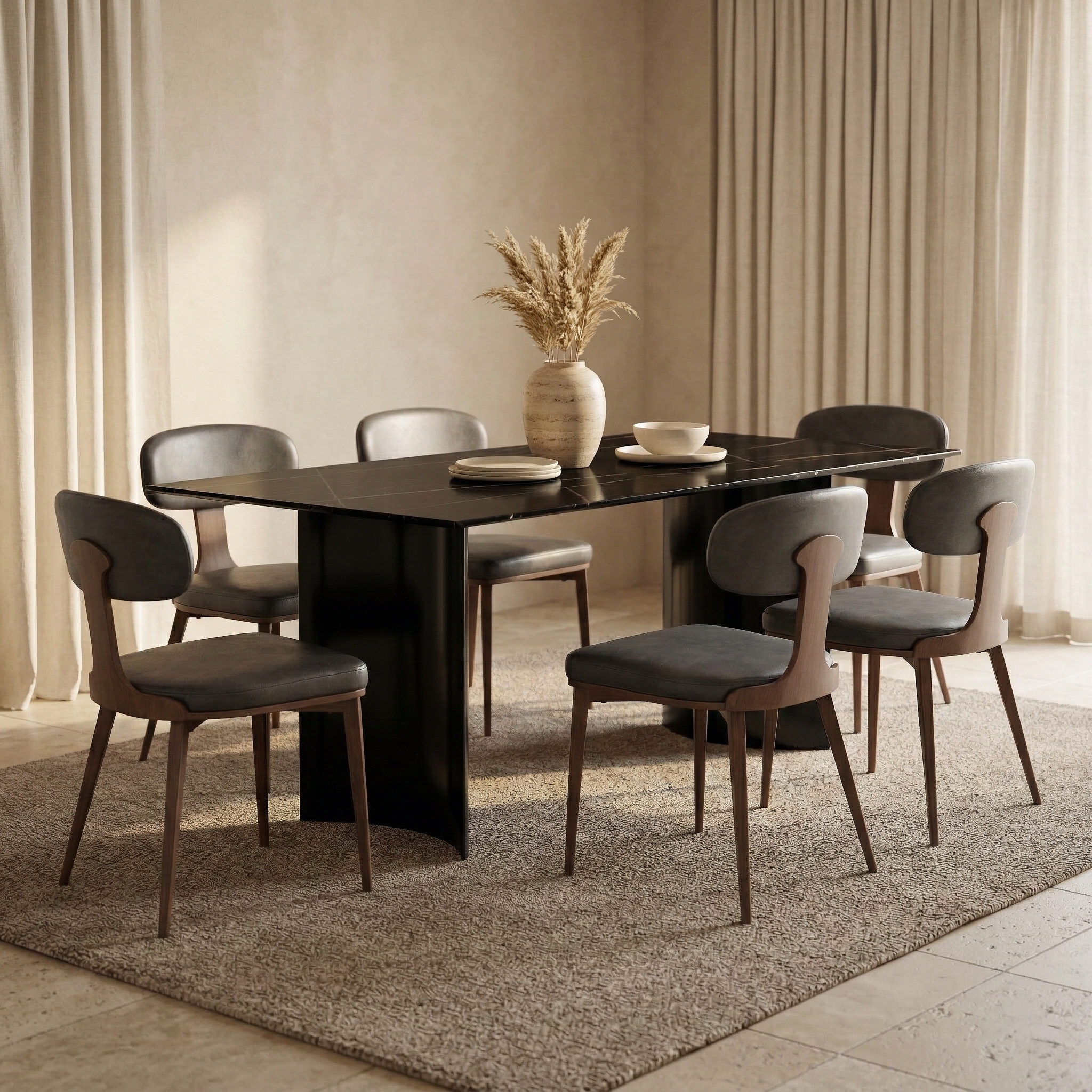 Dilenny Leather Dining Chair with Steel Legs