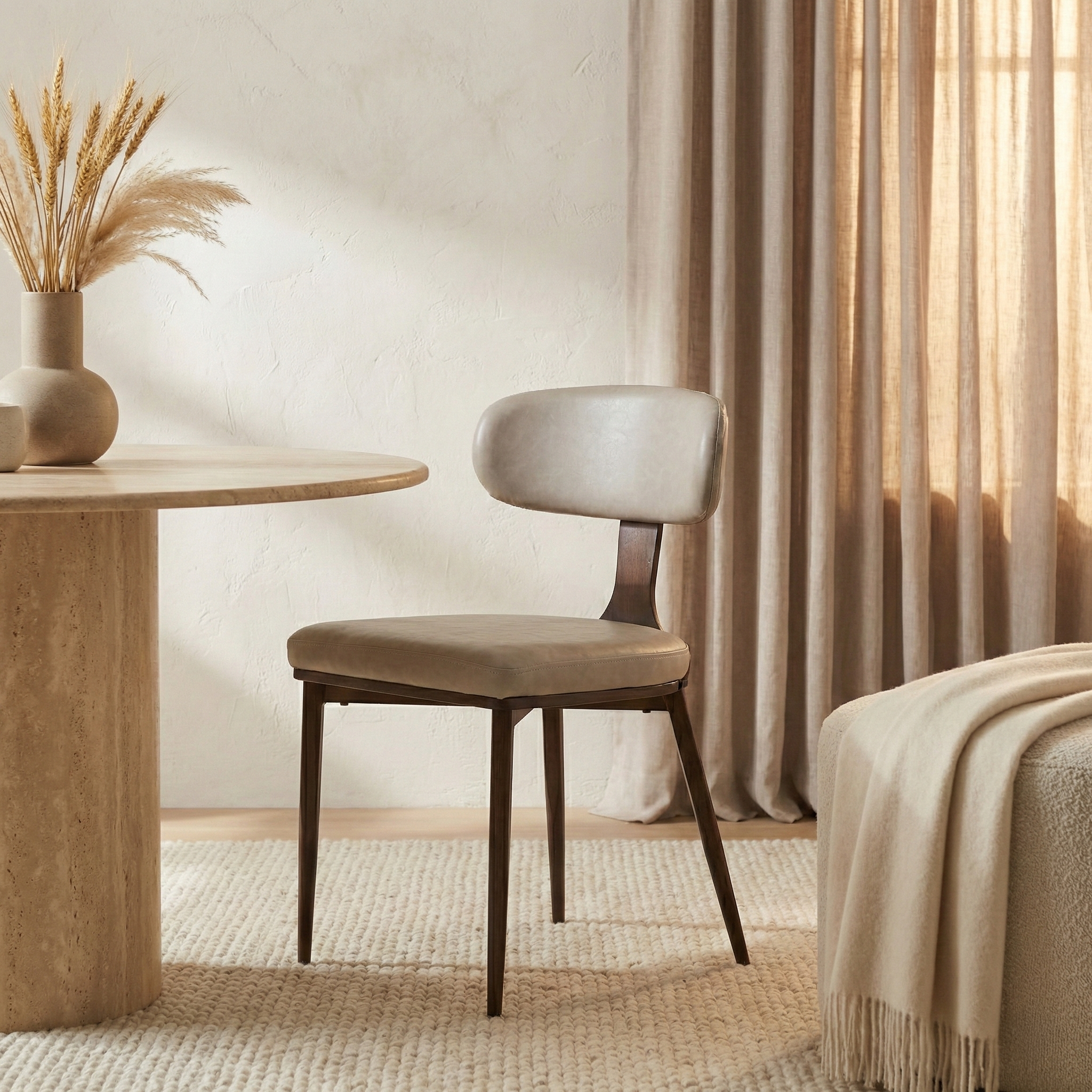 Dilenny Leather Dining Chair with Steel Legs