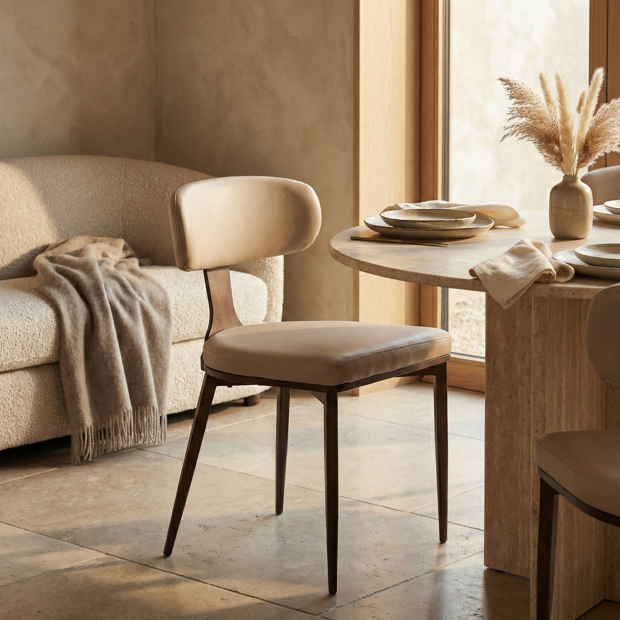 Dilenny Leather Dining Chair with Steel Legs