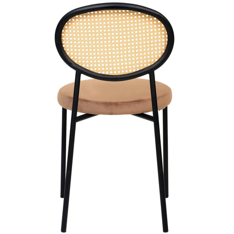 Euston Modern Wicker Dining Chair with Round Velvet Seat Set of 2