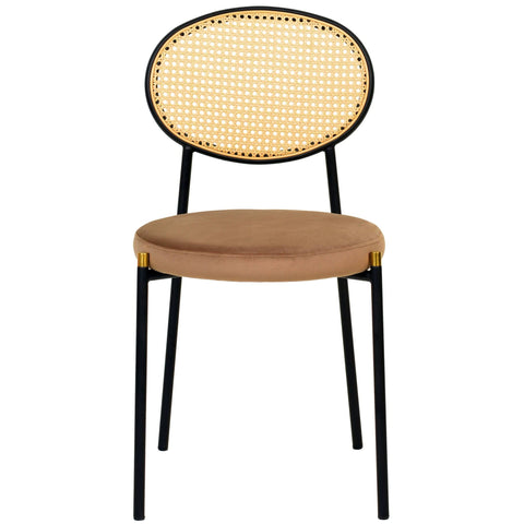 Euston Modern Wicker Dining Chair with Round Velvet Seat Set of 2