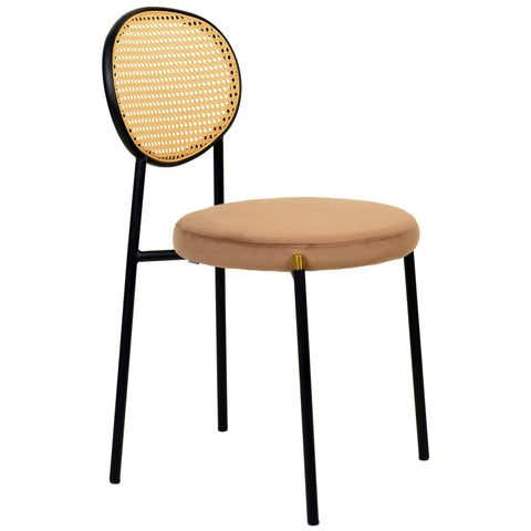 Euston Modern Wicker Dining Chair with Round Velvet Seat Set of 2