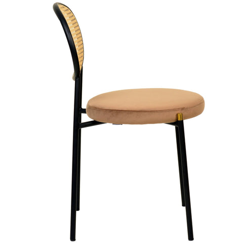 Euston Modern Wicker Dining Chair with Round Velvet Seat Set of 2