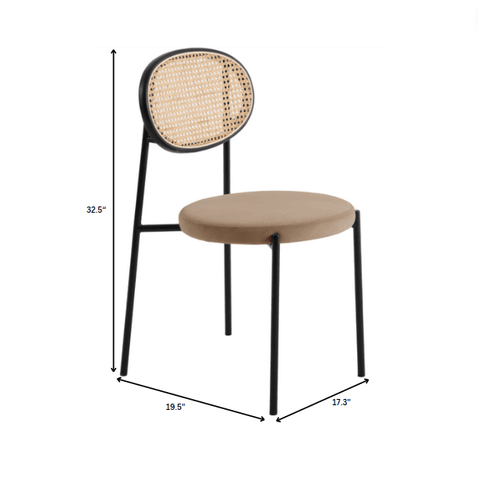 Euston Modern Upholstered Dining Chair with Round Wicker/Velvet Back Style