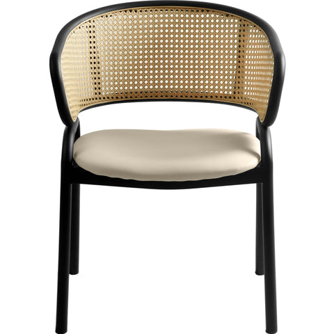 Ervilla Leather Upholstered Dining Armchair With Wicker Back Set of 2