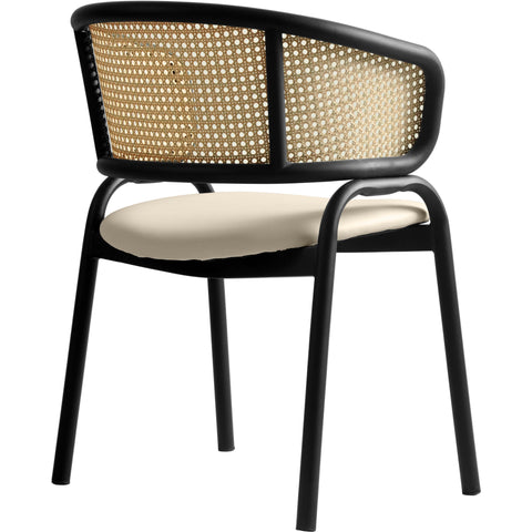 Ervilla Leather Upholstered Dining Armchair With Wicker Back Set of 2